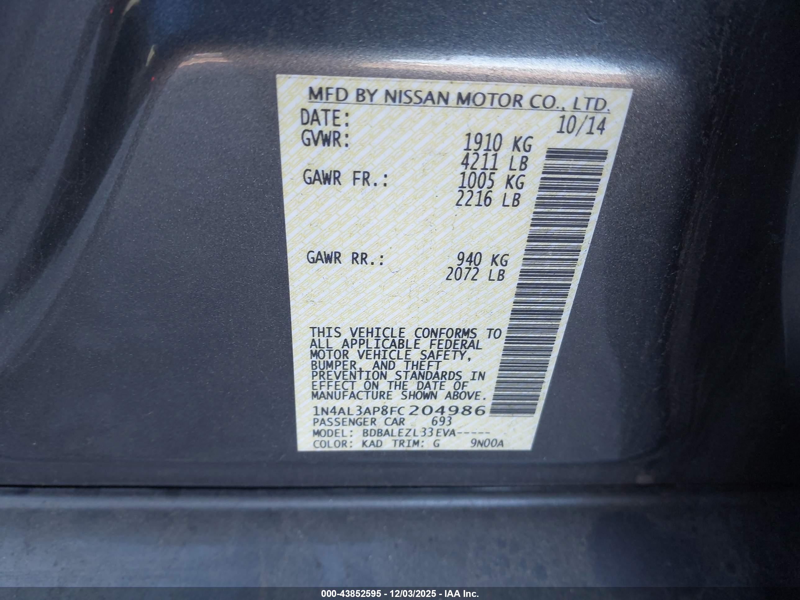 NISSAN ALTIMA image 9