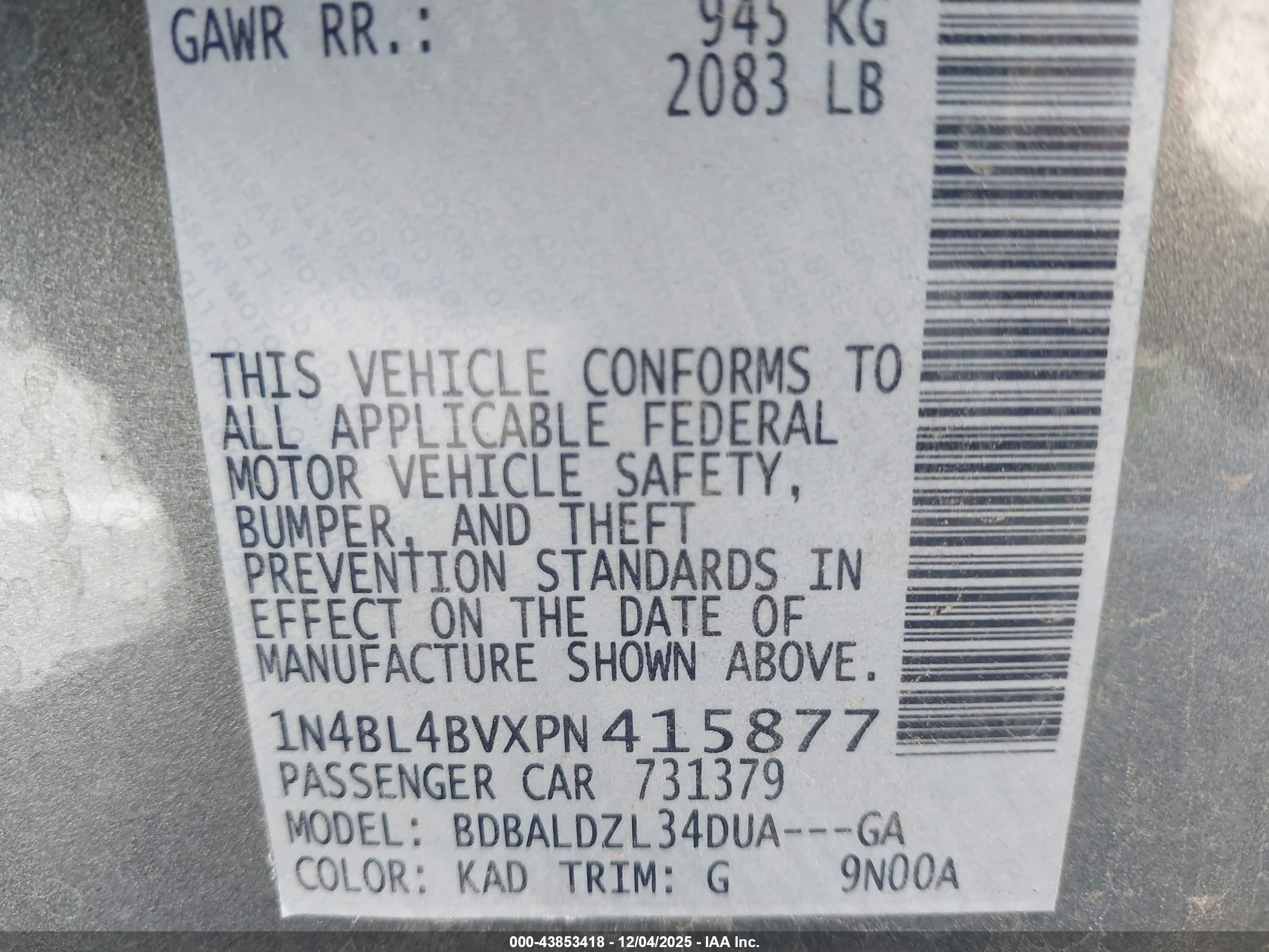 NISSAN ALTIMA image 9