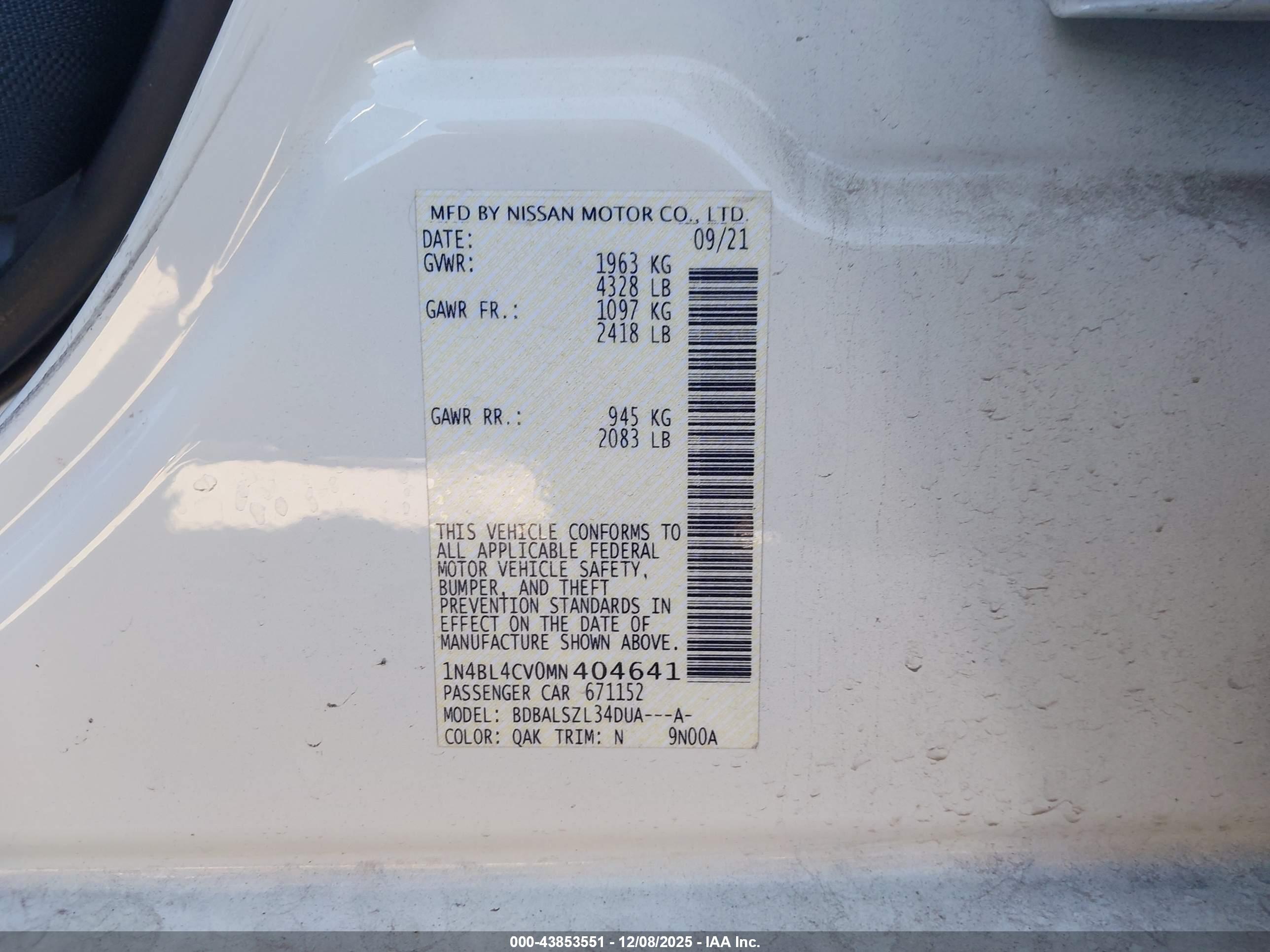 NISSAN ALTIMA image 9
