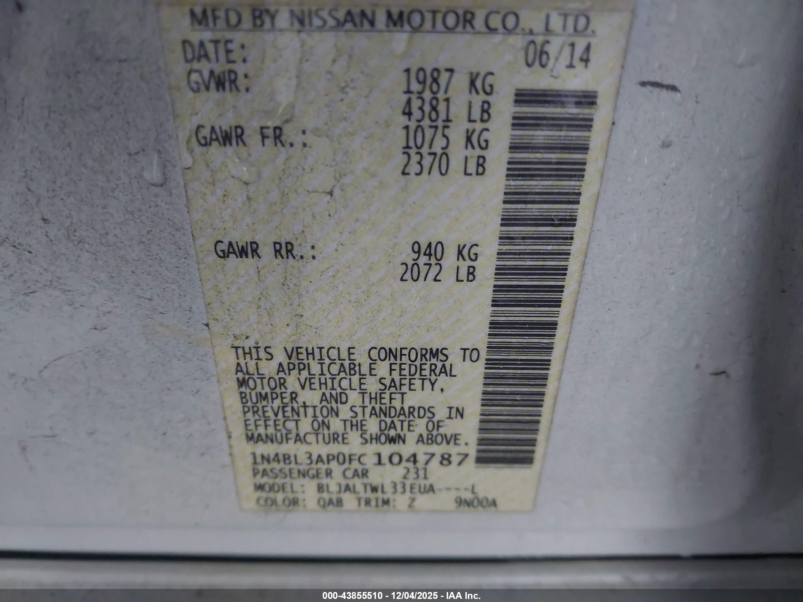 NISSAN ALTIMA image 9