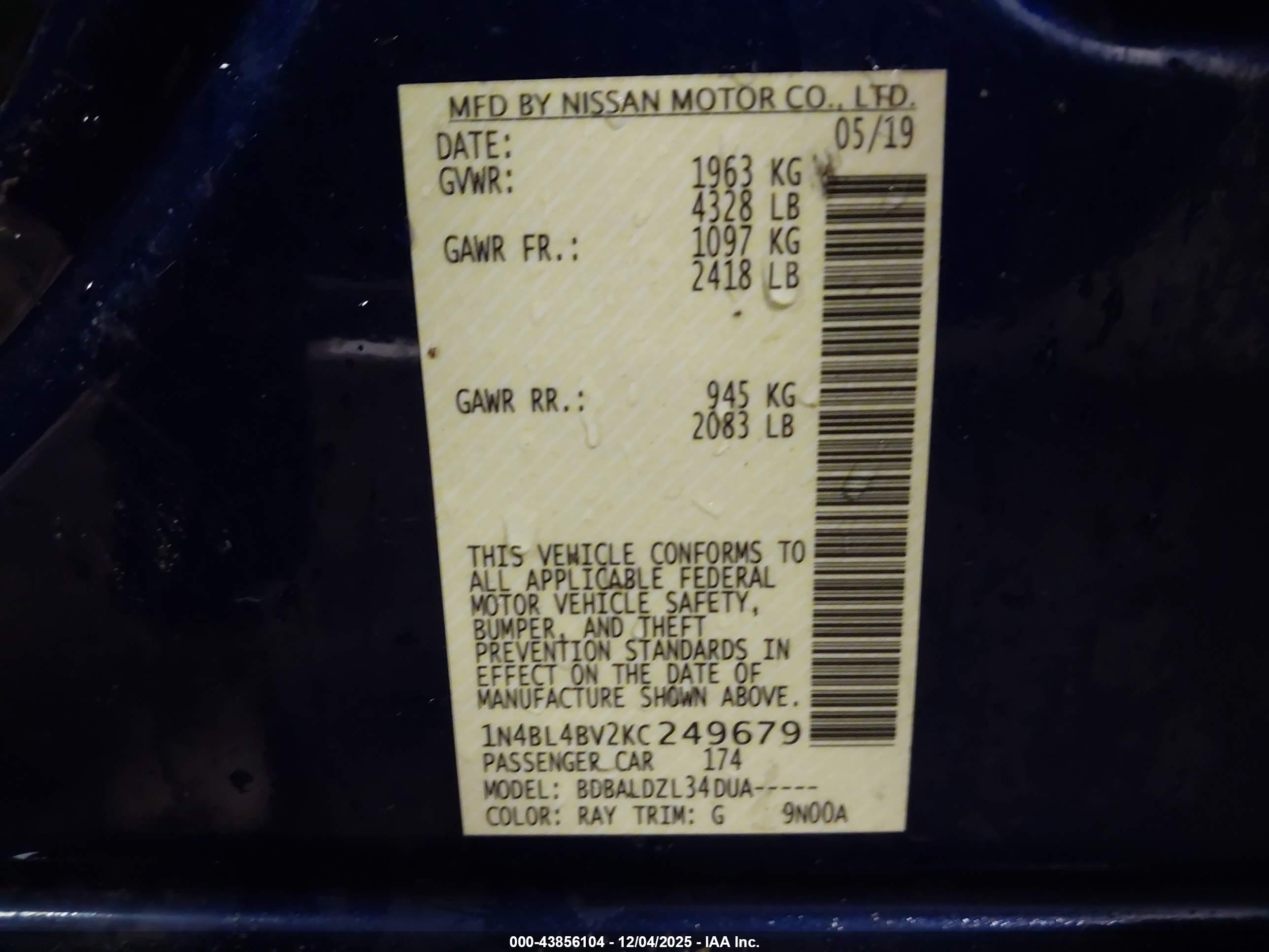 NISSAN ALTIMA image 9