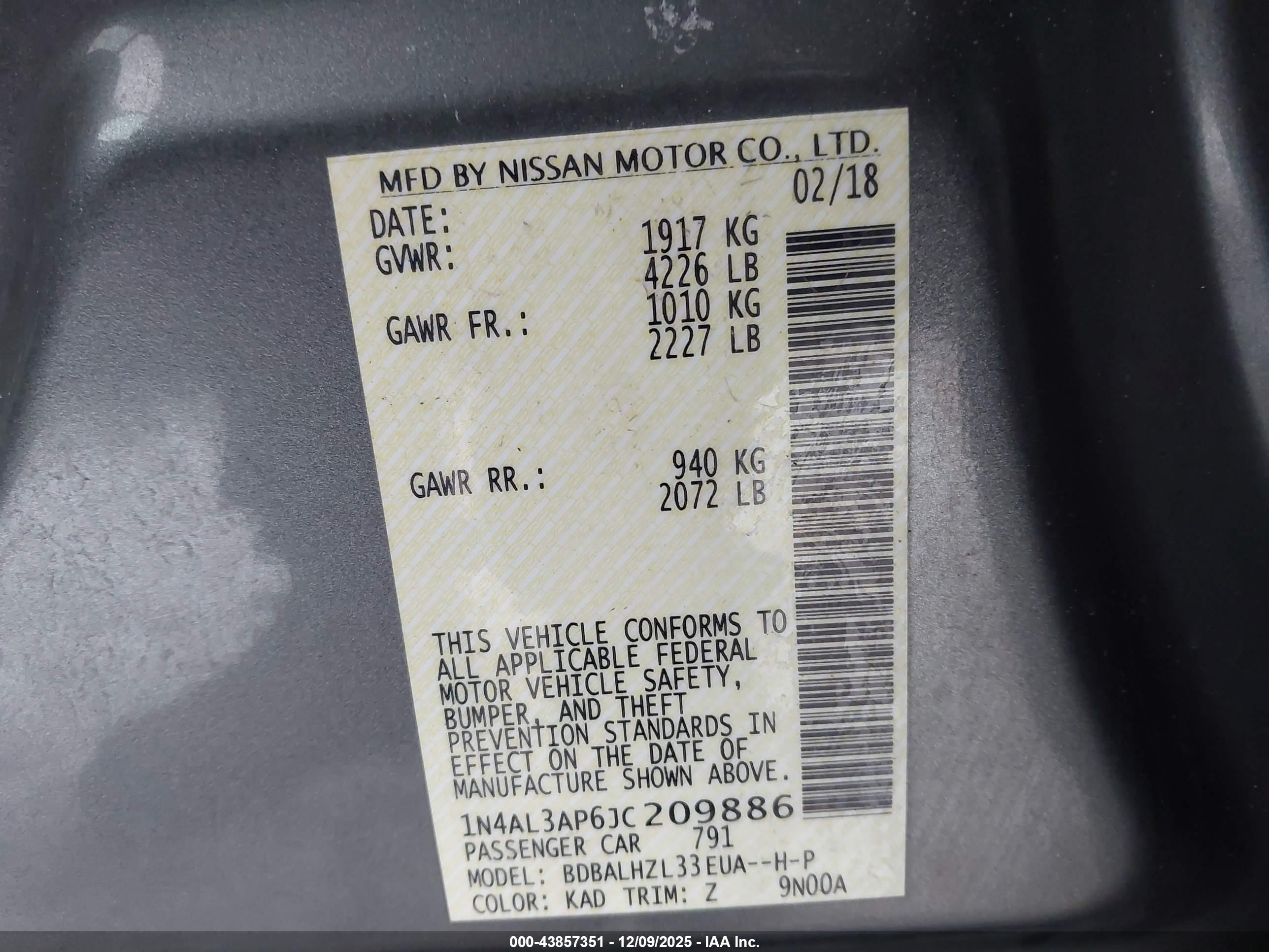 NISSAN ALTIMA image 9