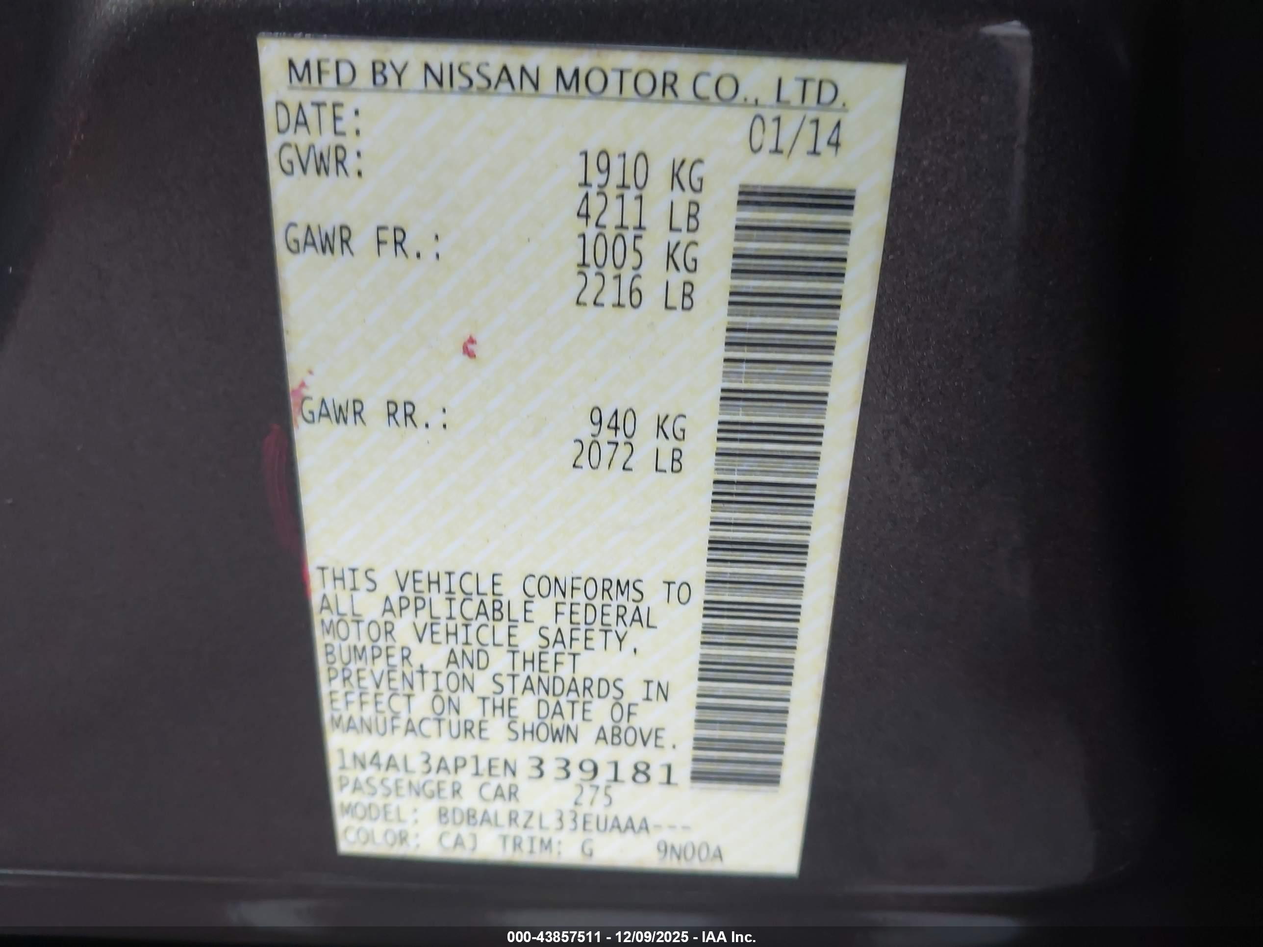 NISSAN ALTIMA image 9