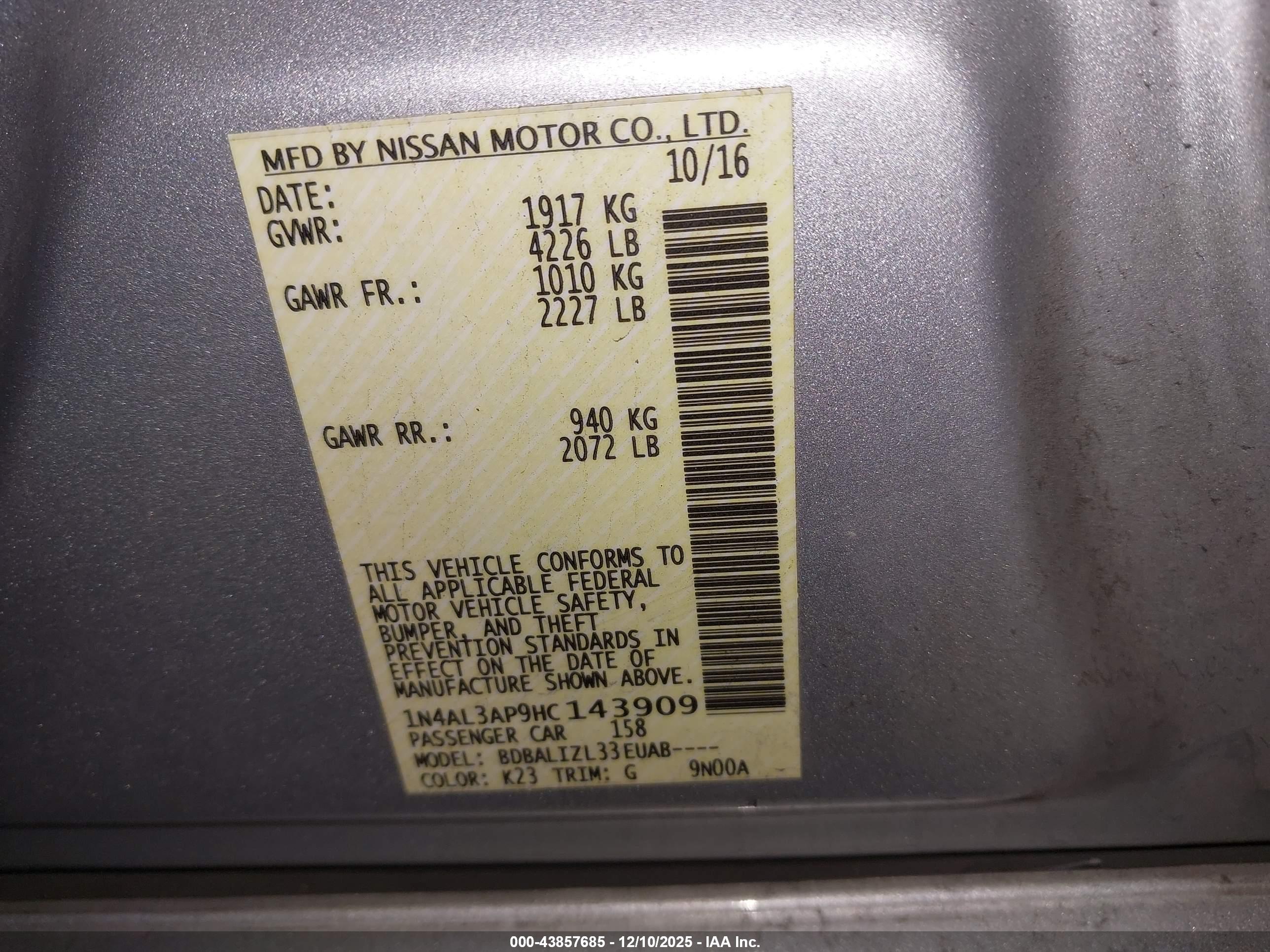 NISSAN ALTIMA image 9