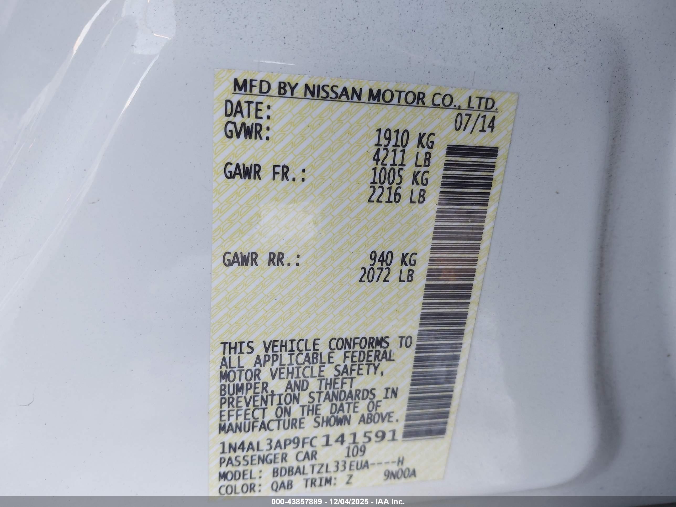 NISSAN ALTIMA image 9