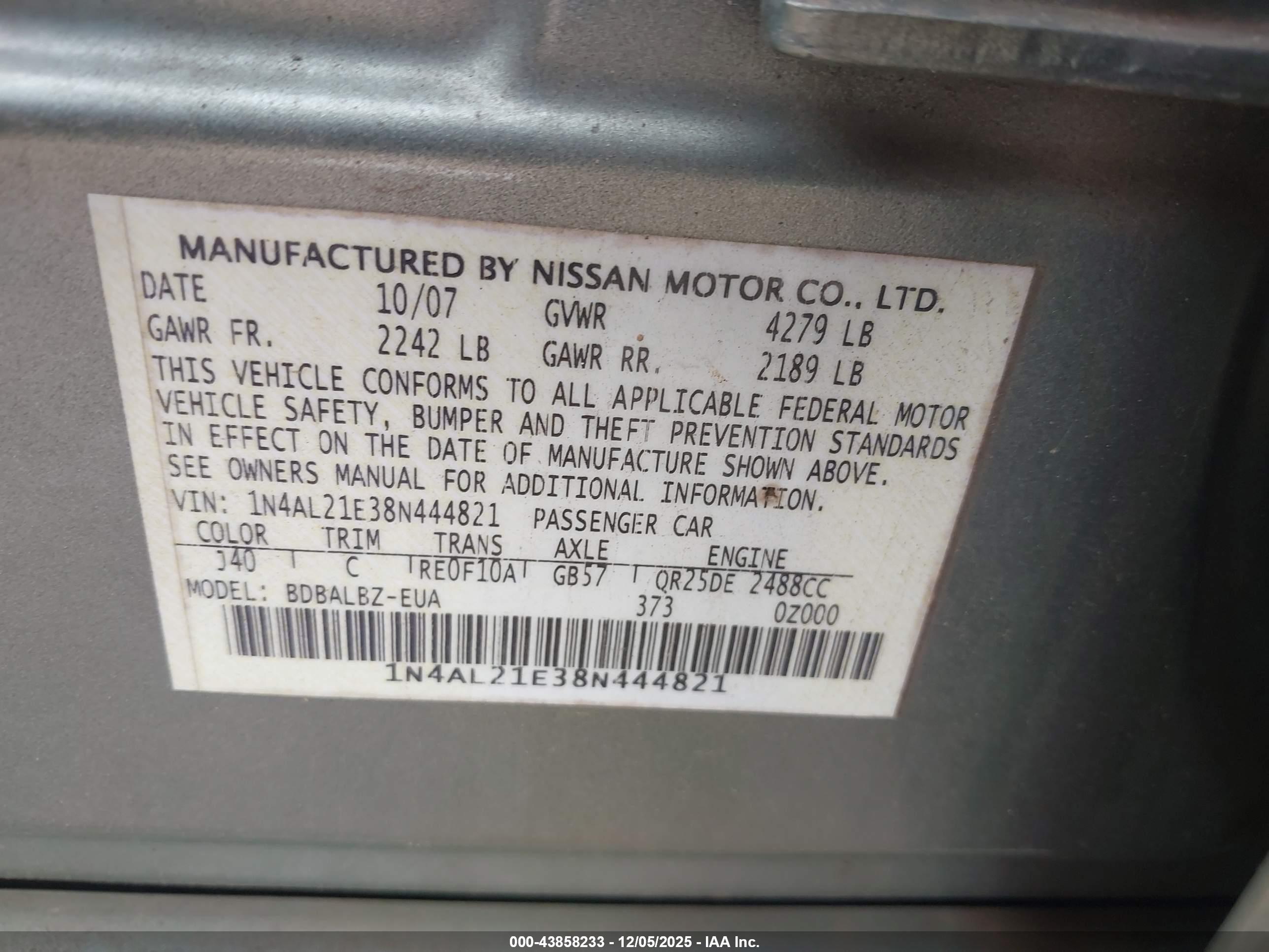 NISSAN ALTIMA image 9