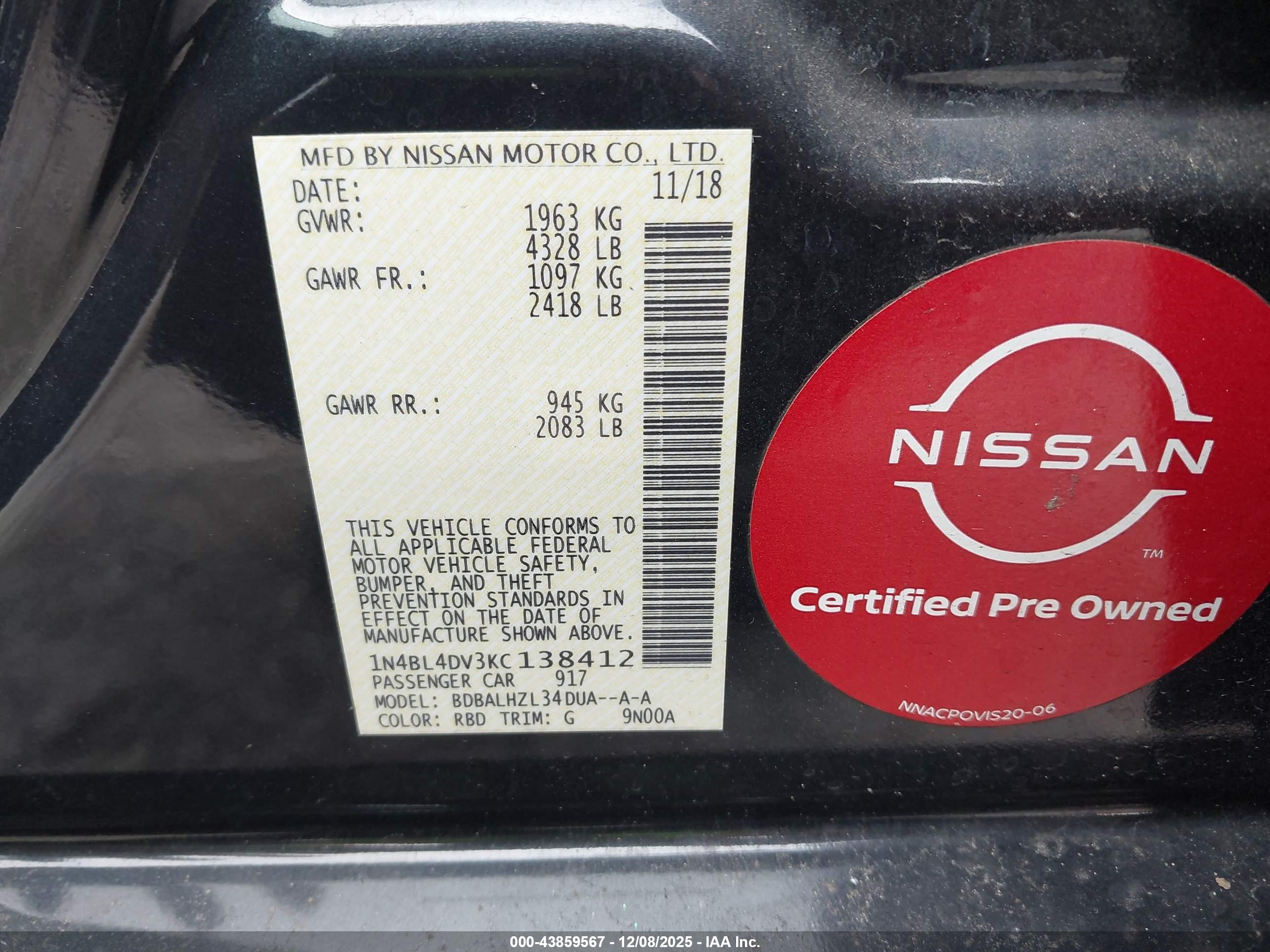 NISSAN ALTIMA image 9