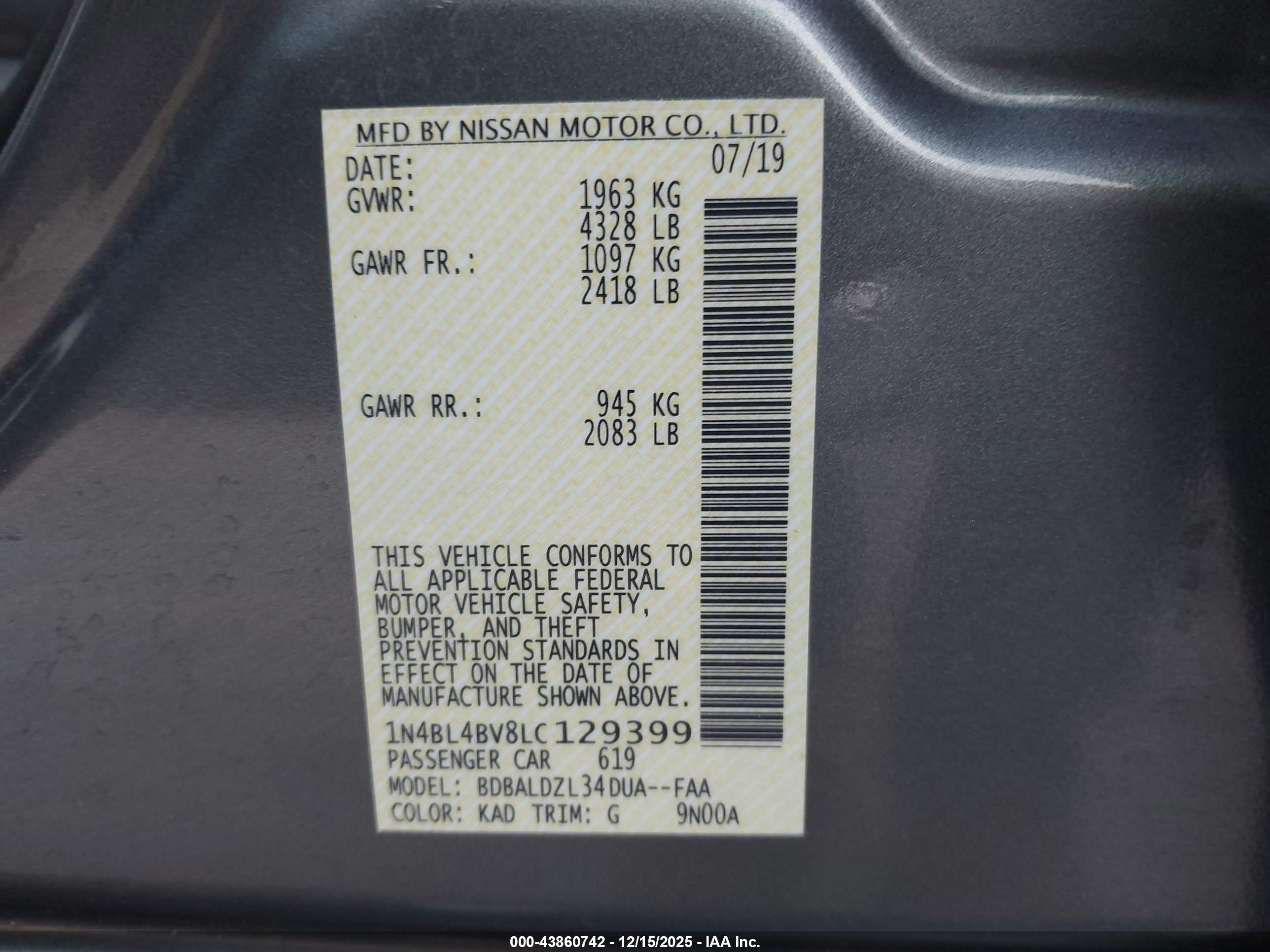 NISSAN ALTIMA image 9