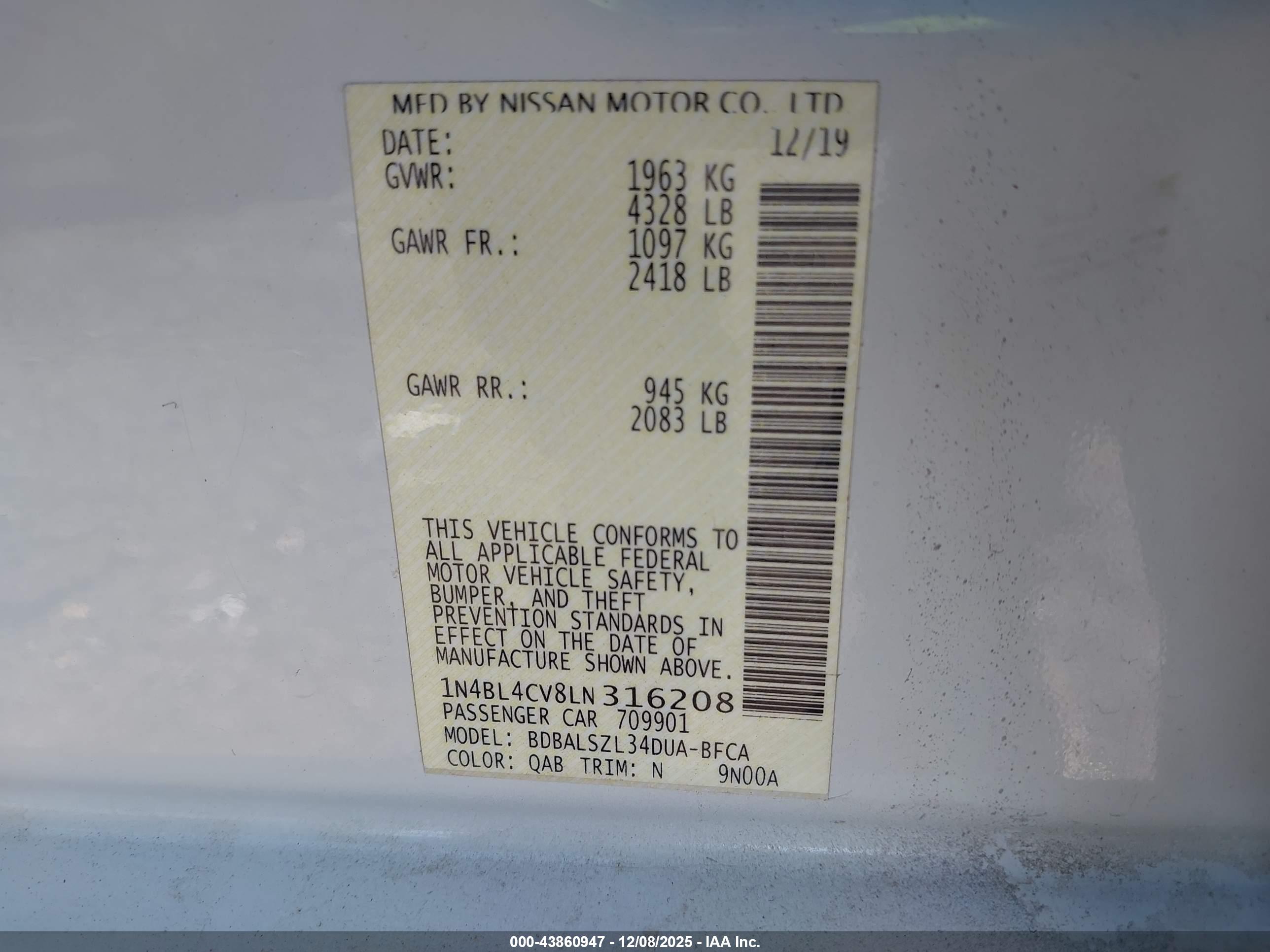 NISSAN ALTIMA image 9