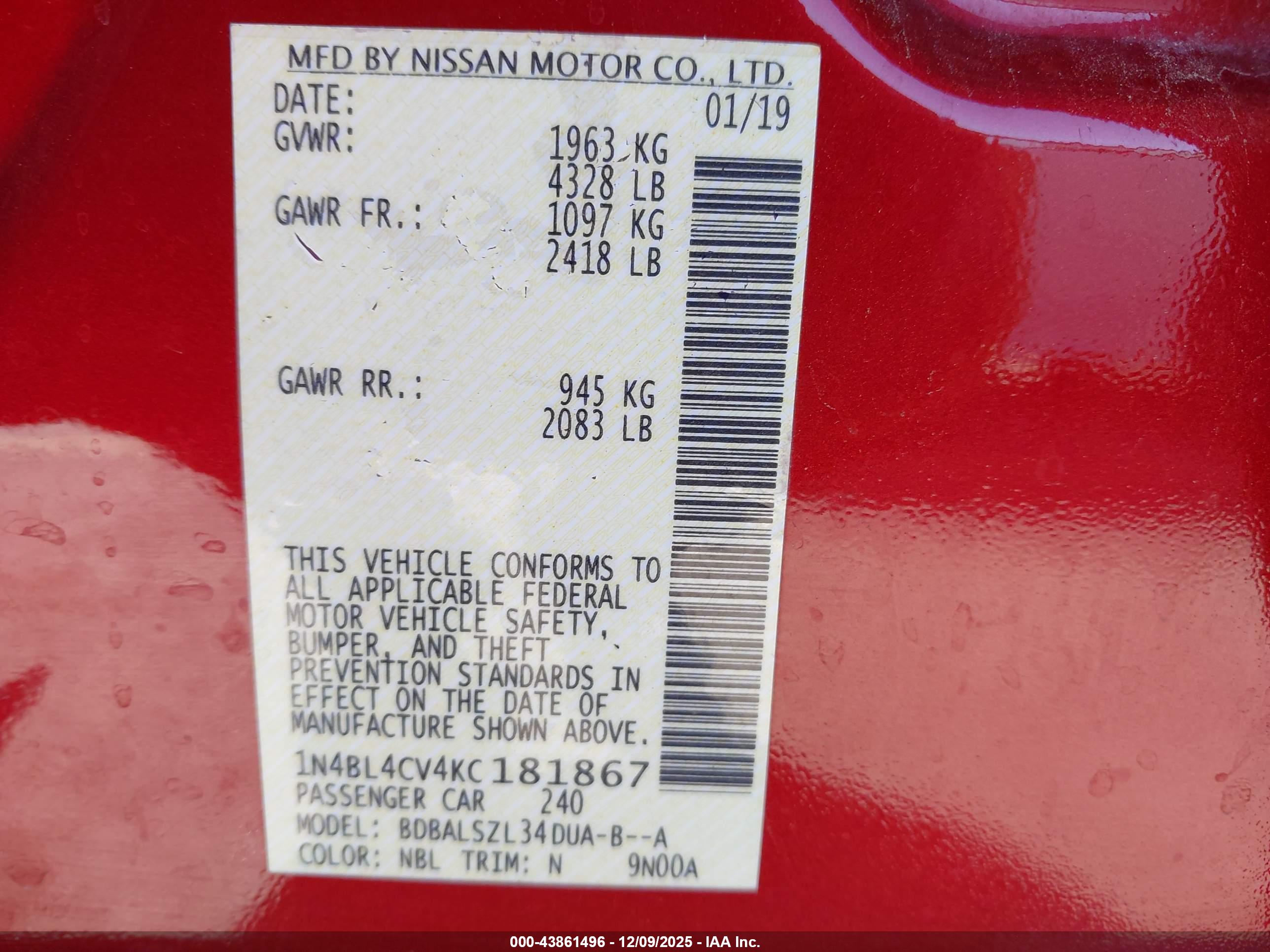 NISSAN ALTIMA image 9