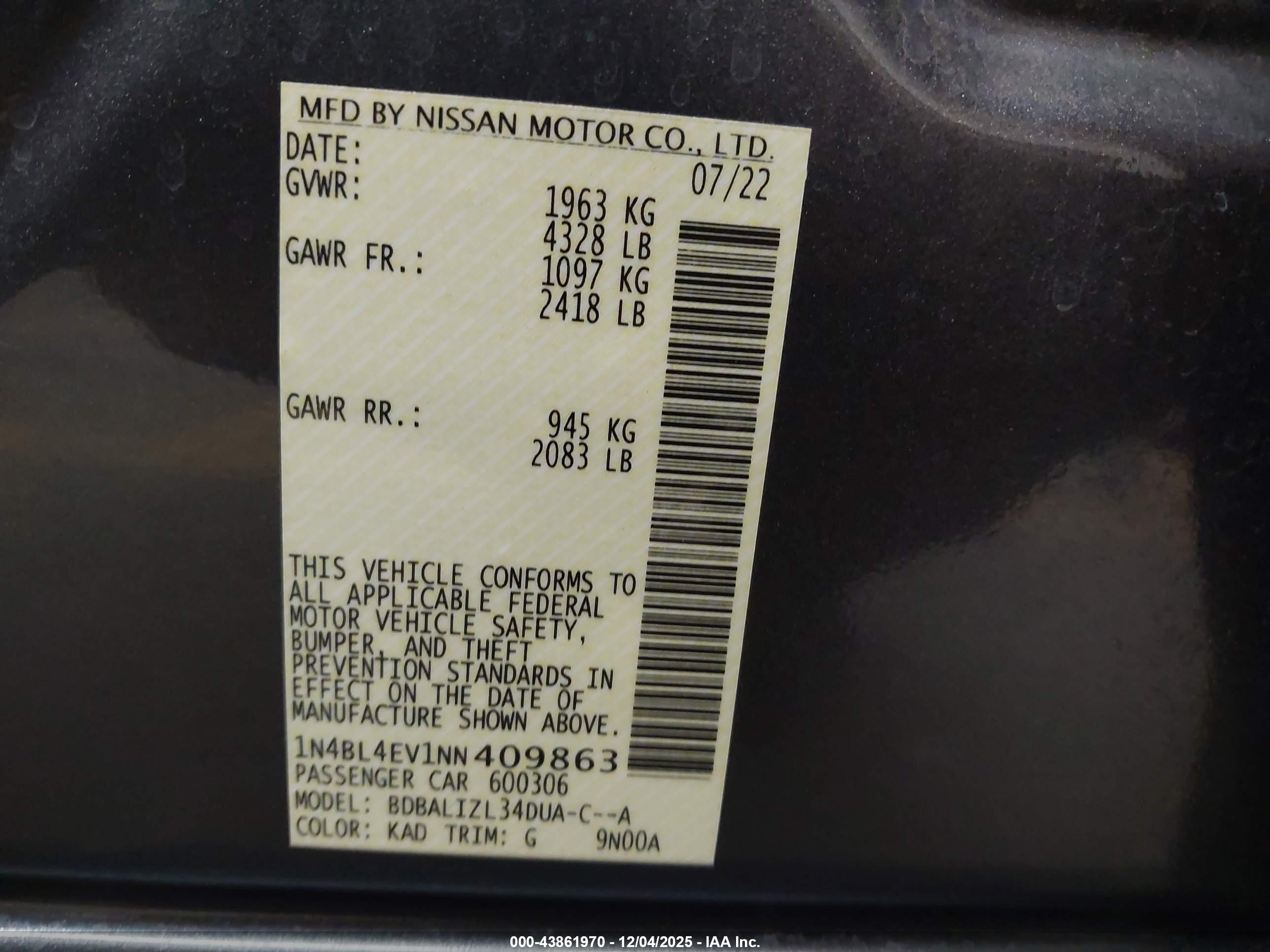 NISSAN ALTIMA image 9