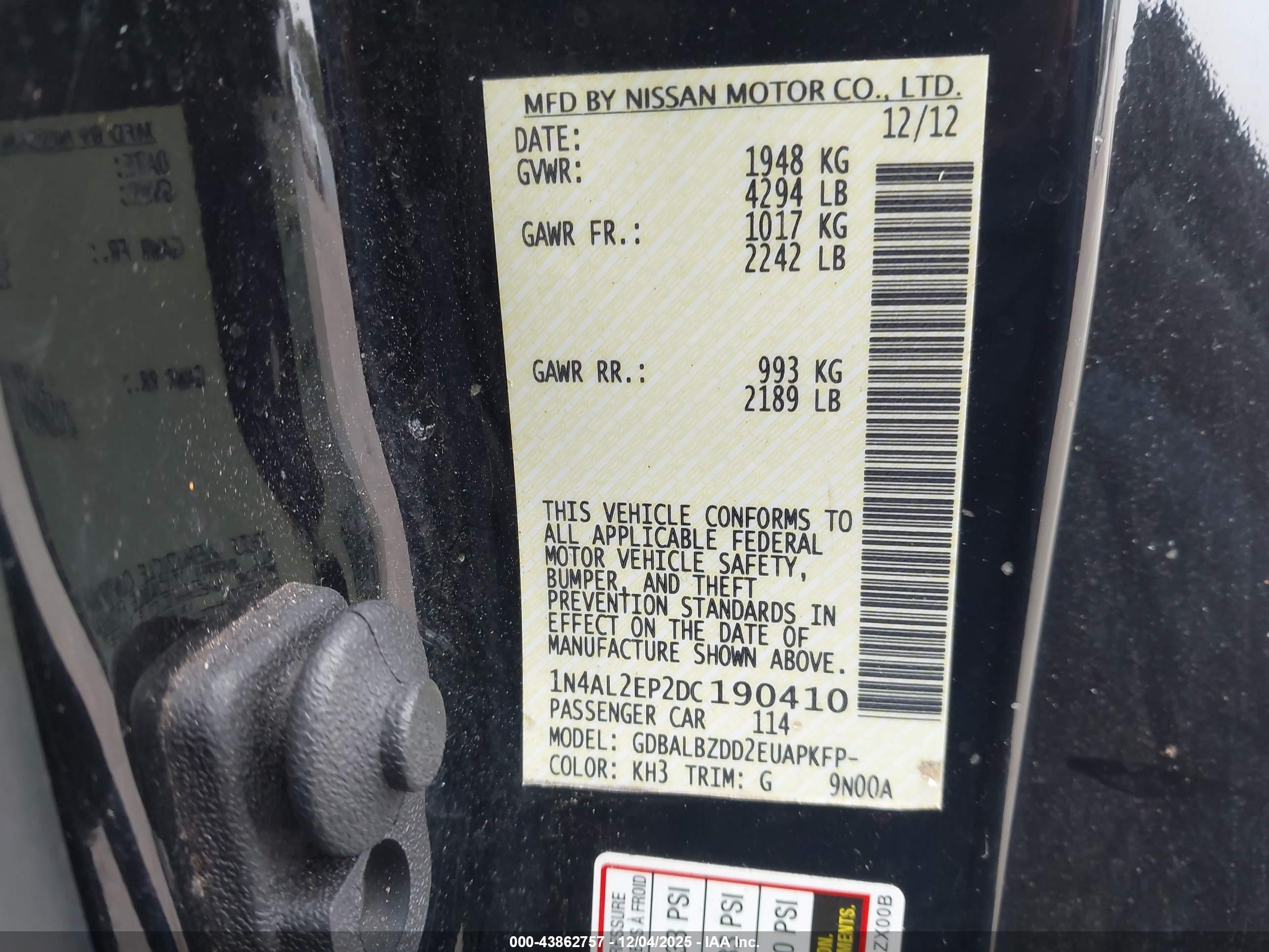 NISSAN ALTIMA image 9