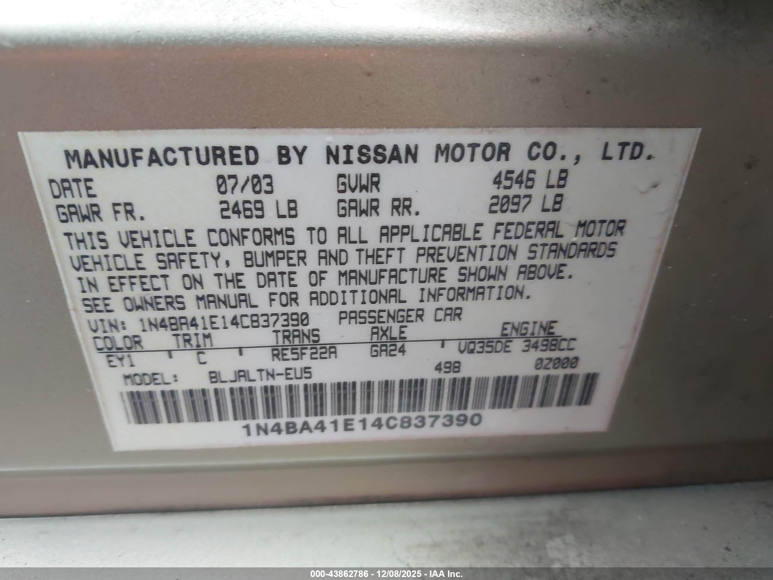 NISSAN MAXIMA image 9