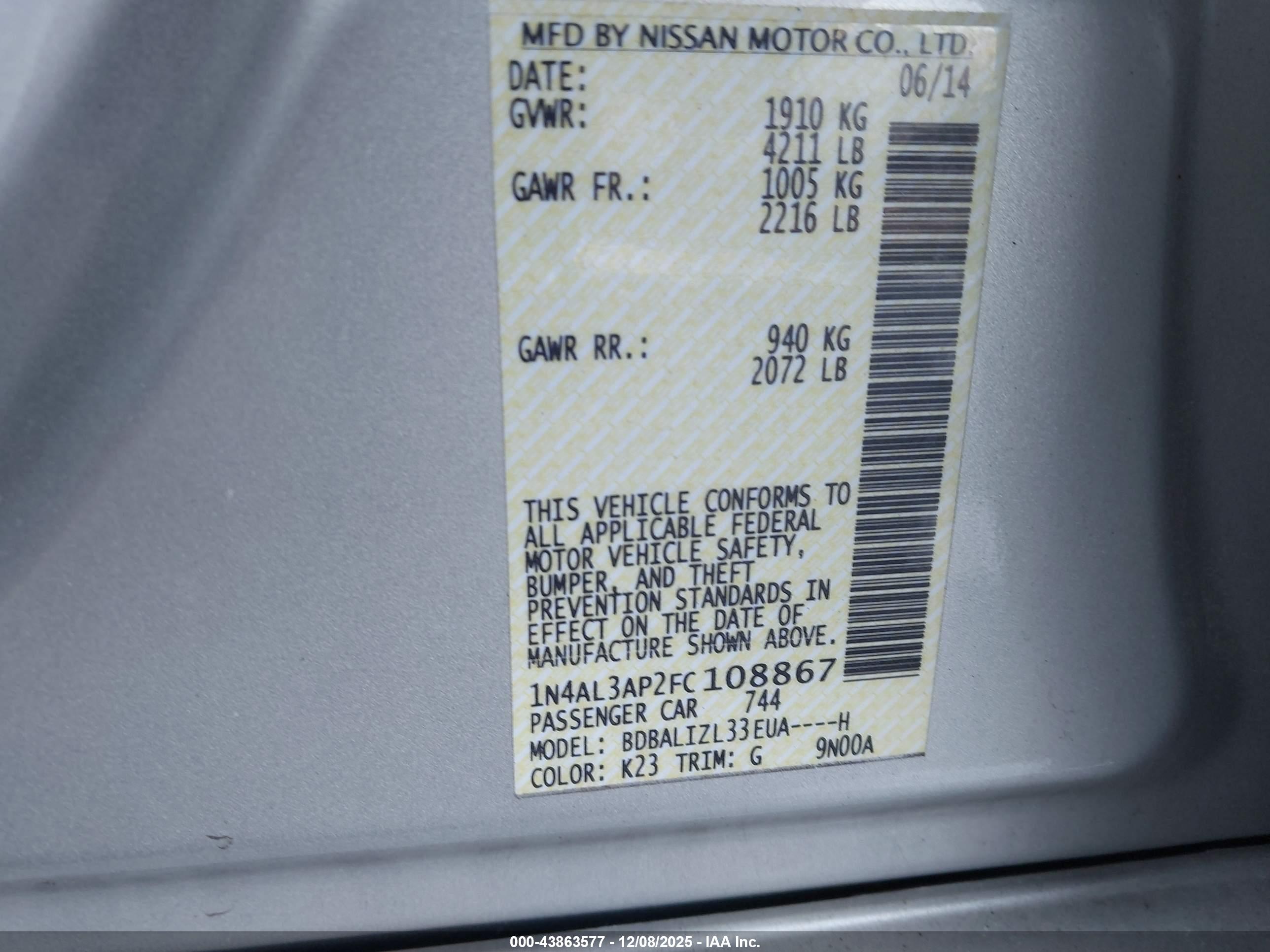 NISSAN ALTIMA image 9