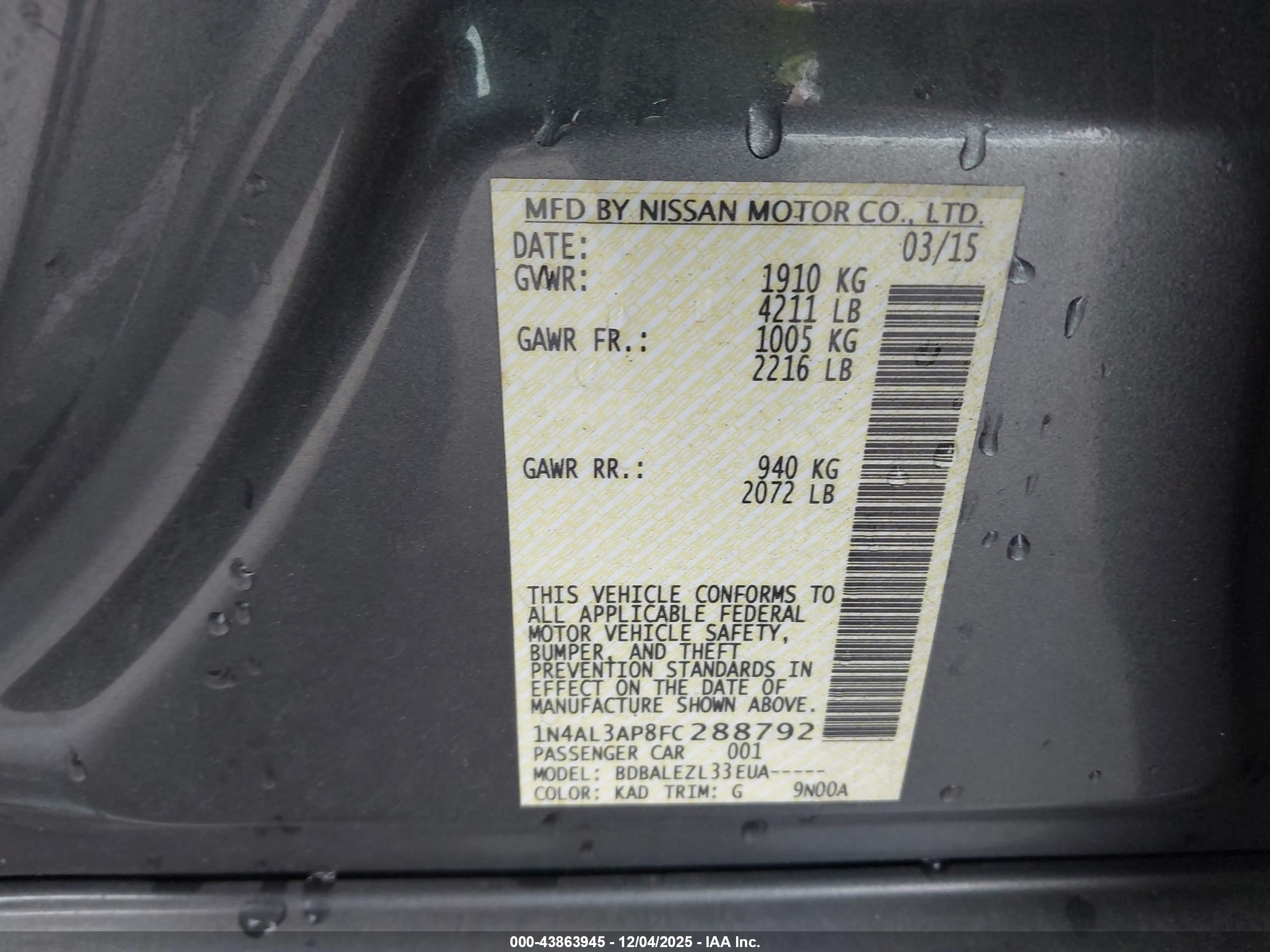 NISSAN ALTIMA image 9
