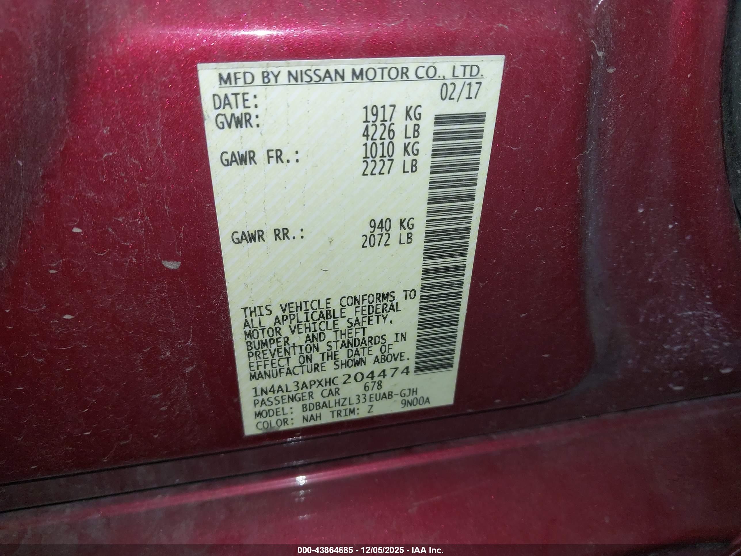 NISSAN ALTIMA image 9