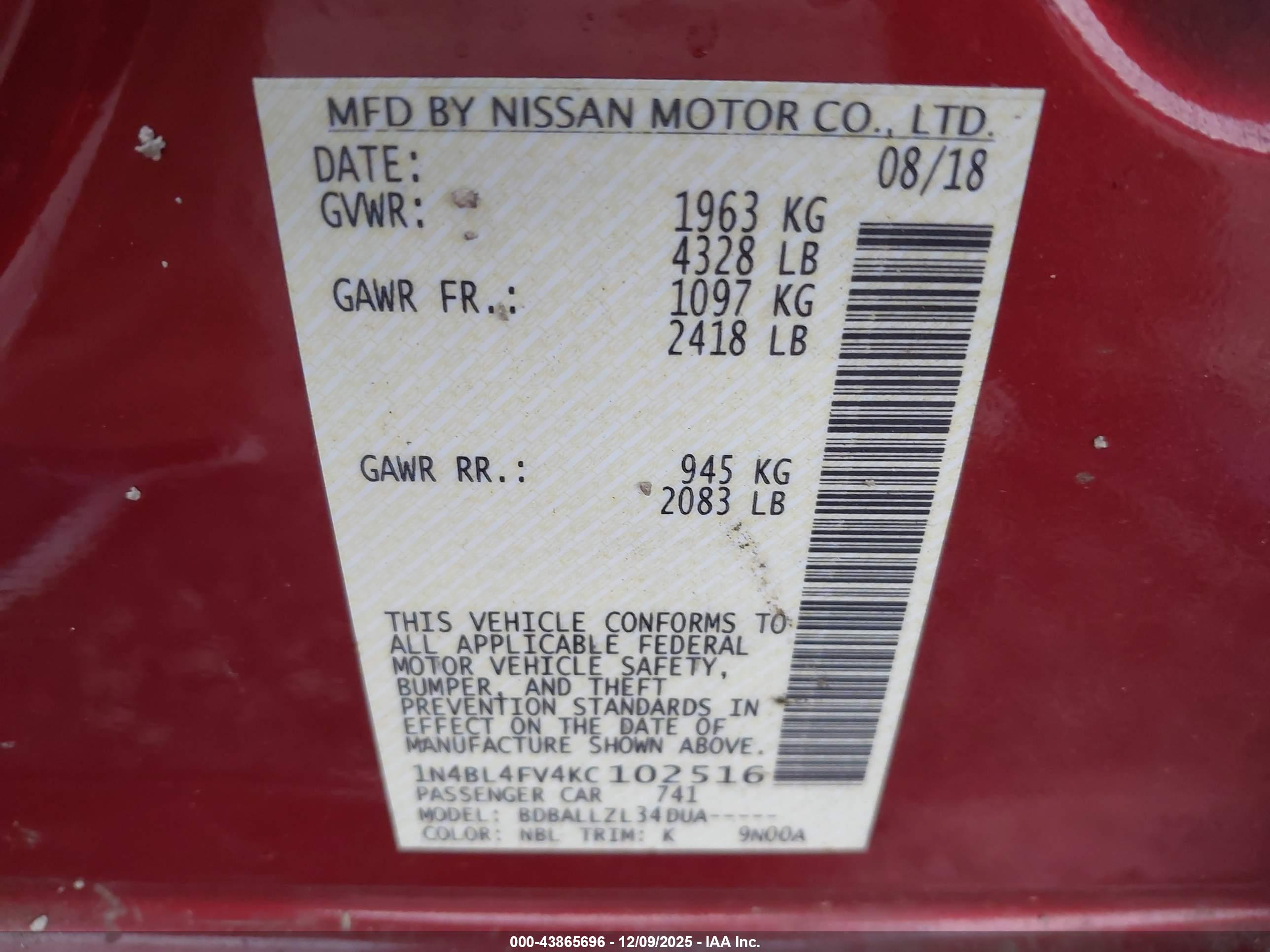 NISSAN ALTIMA image 9