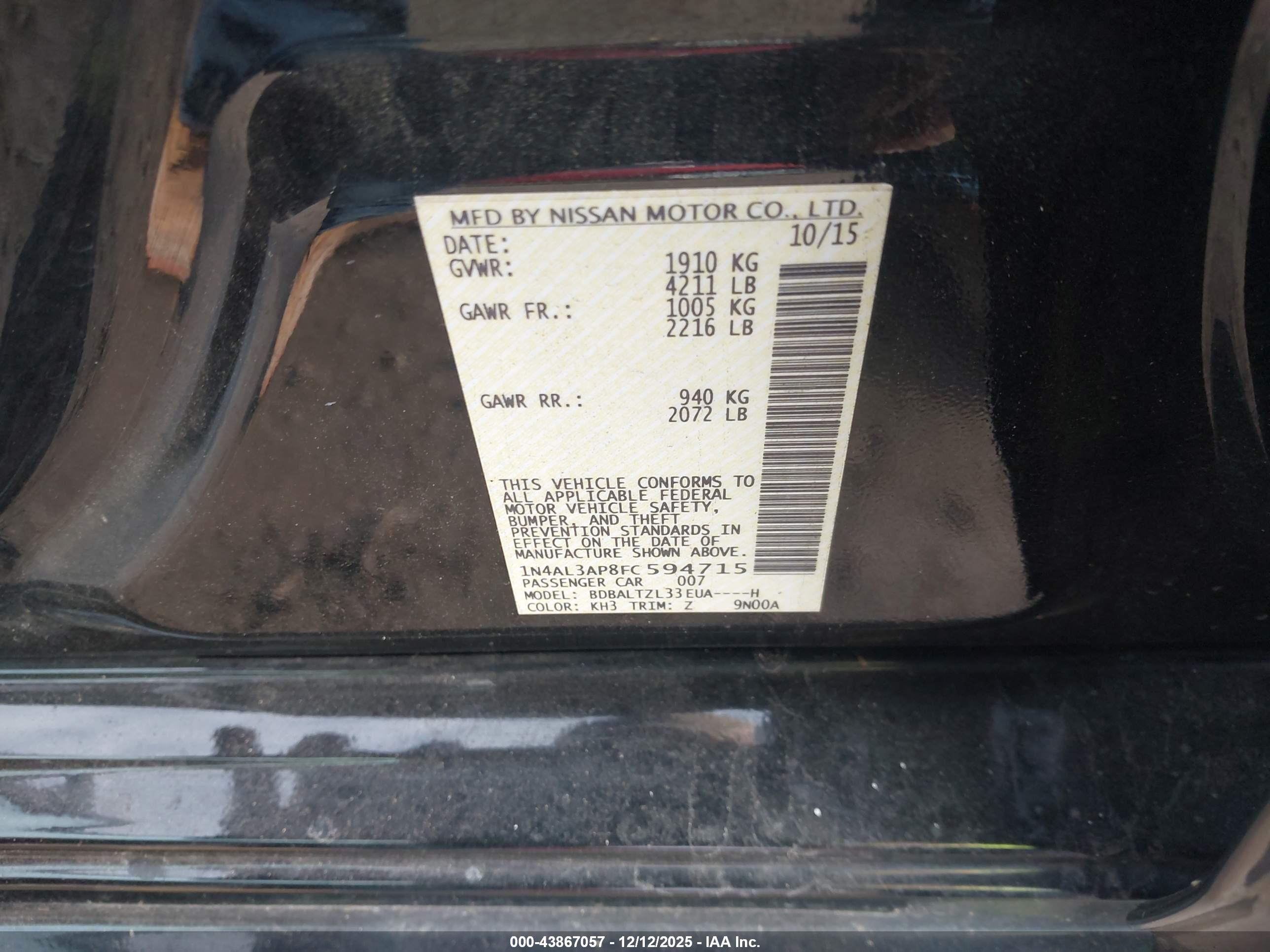 NISSAN ALTIMA image 9