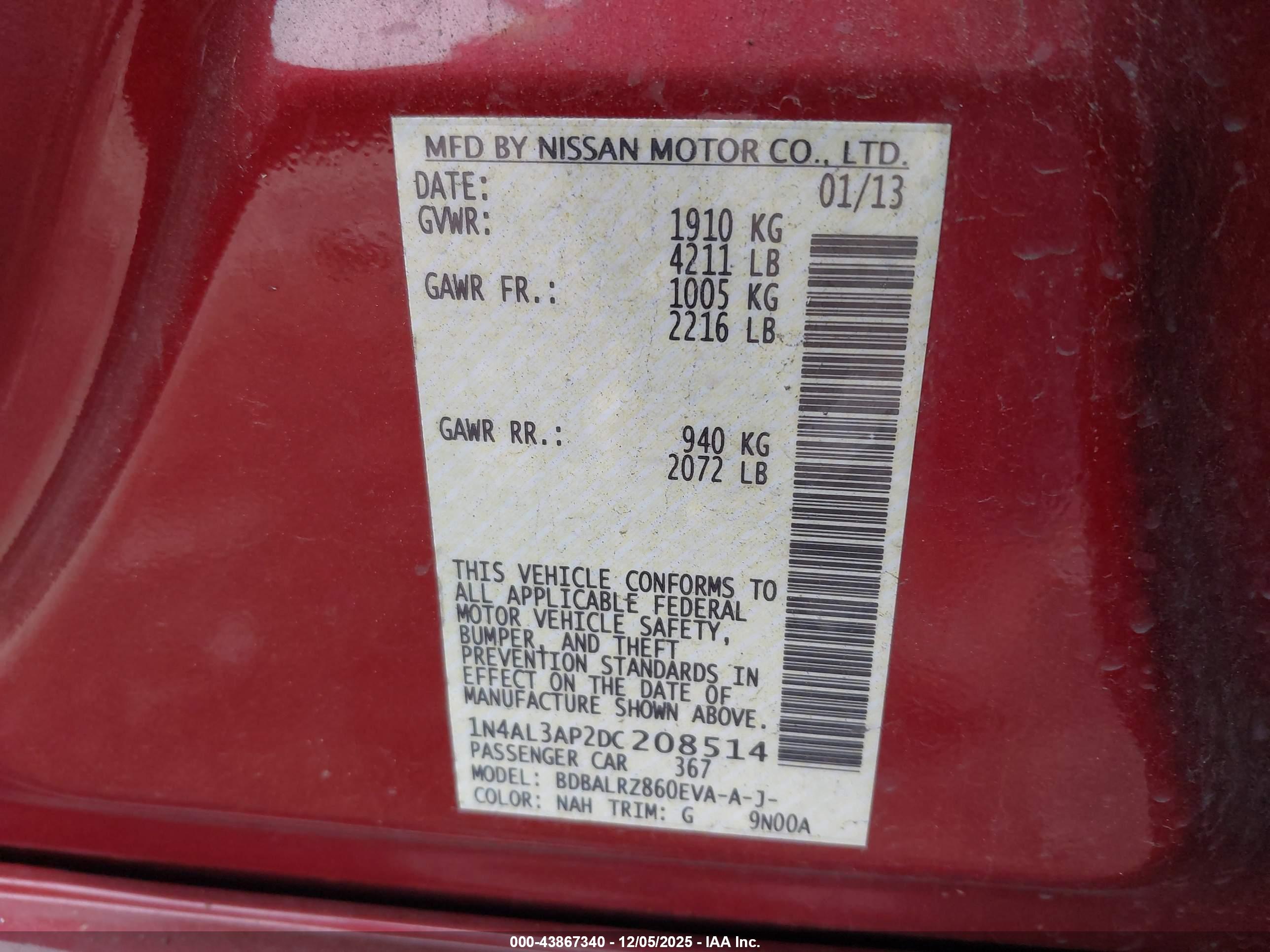 NISSAN ALTIMA image 9