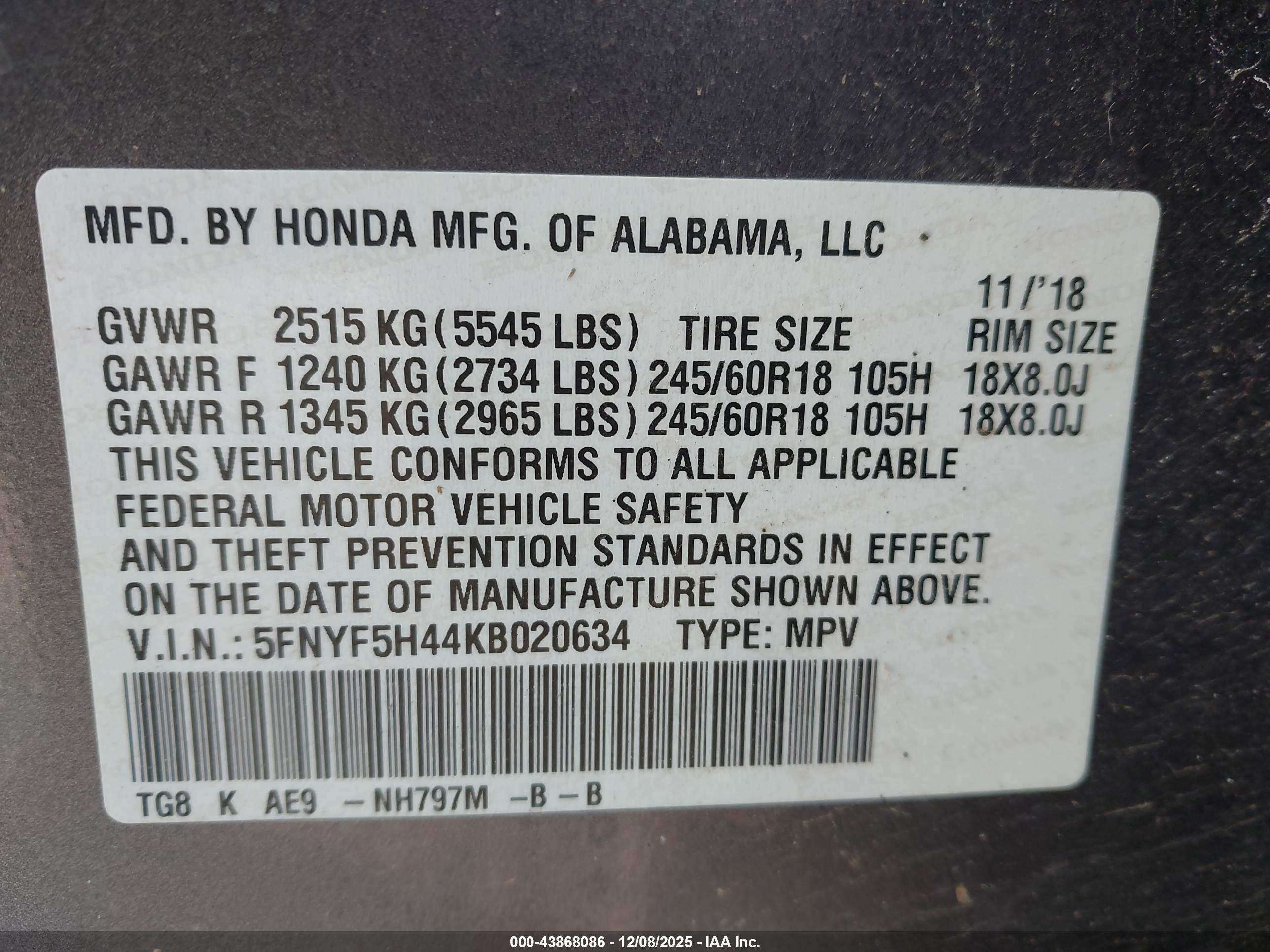 HONDA PILOT image 9