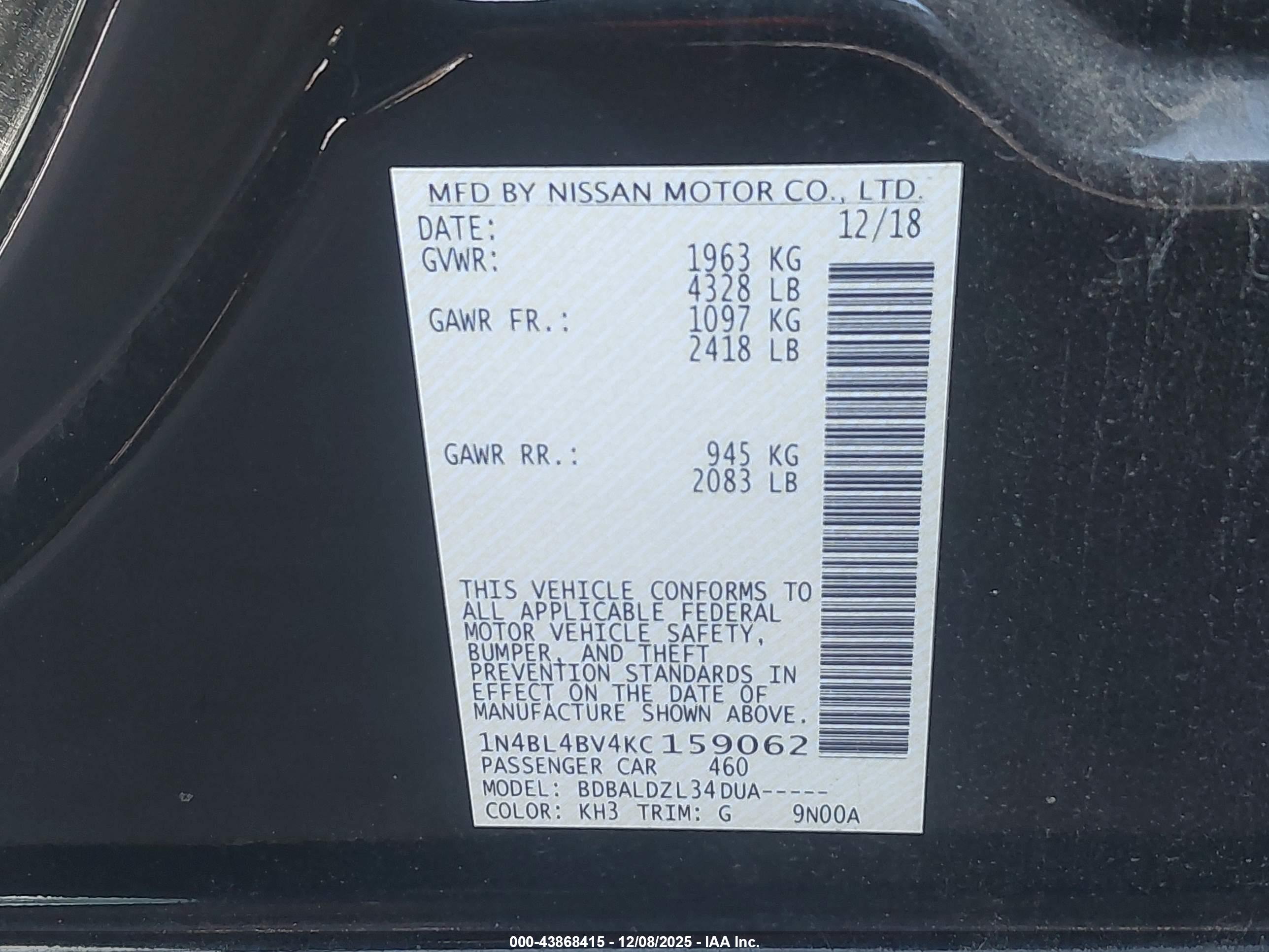 NISSAN ALTIMA image 9