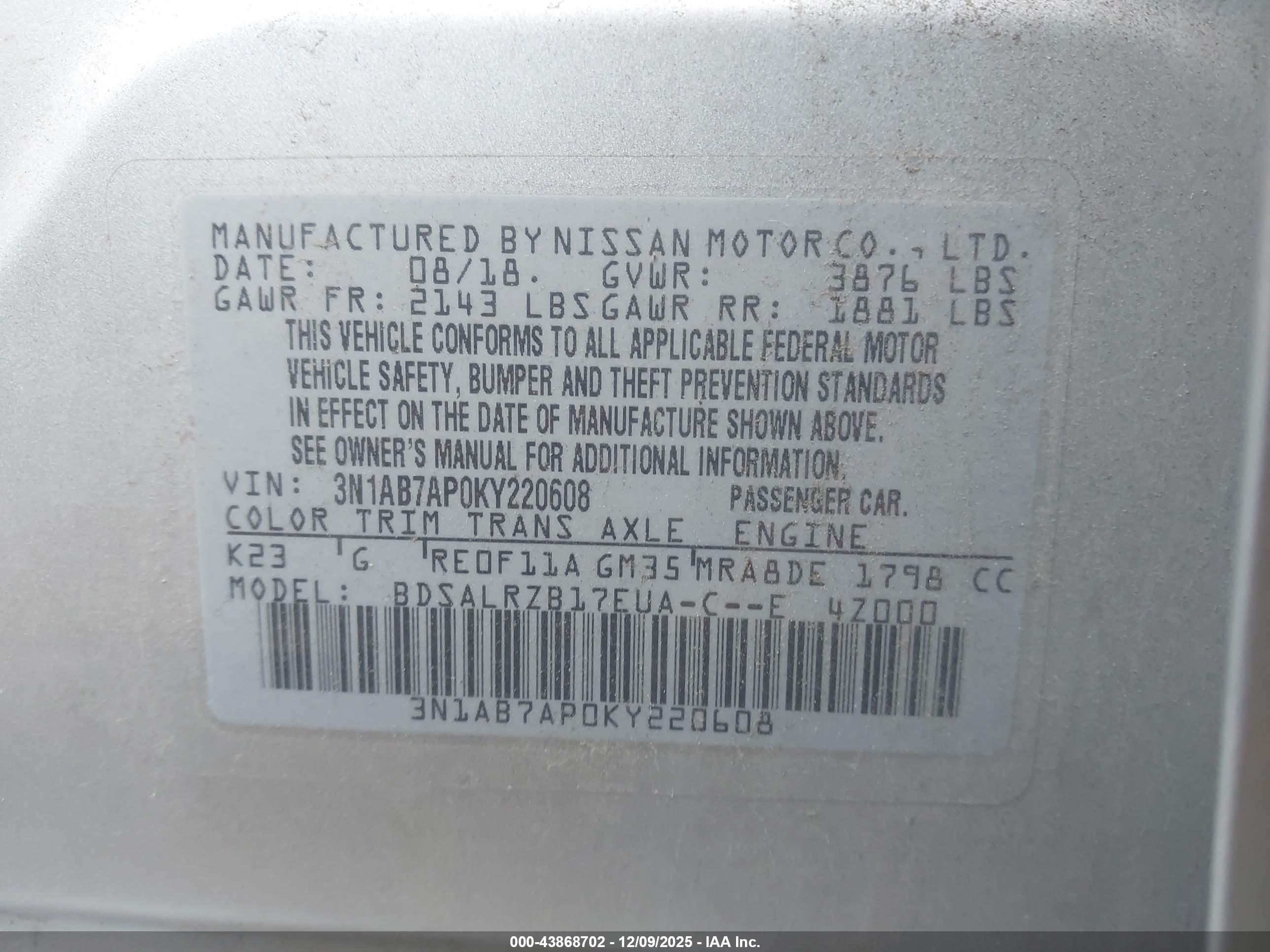 NISSAN SENTRA image 9