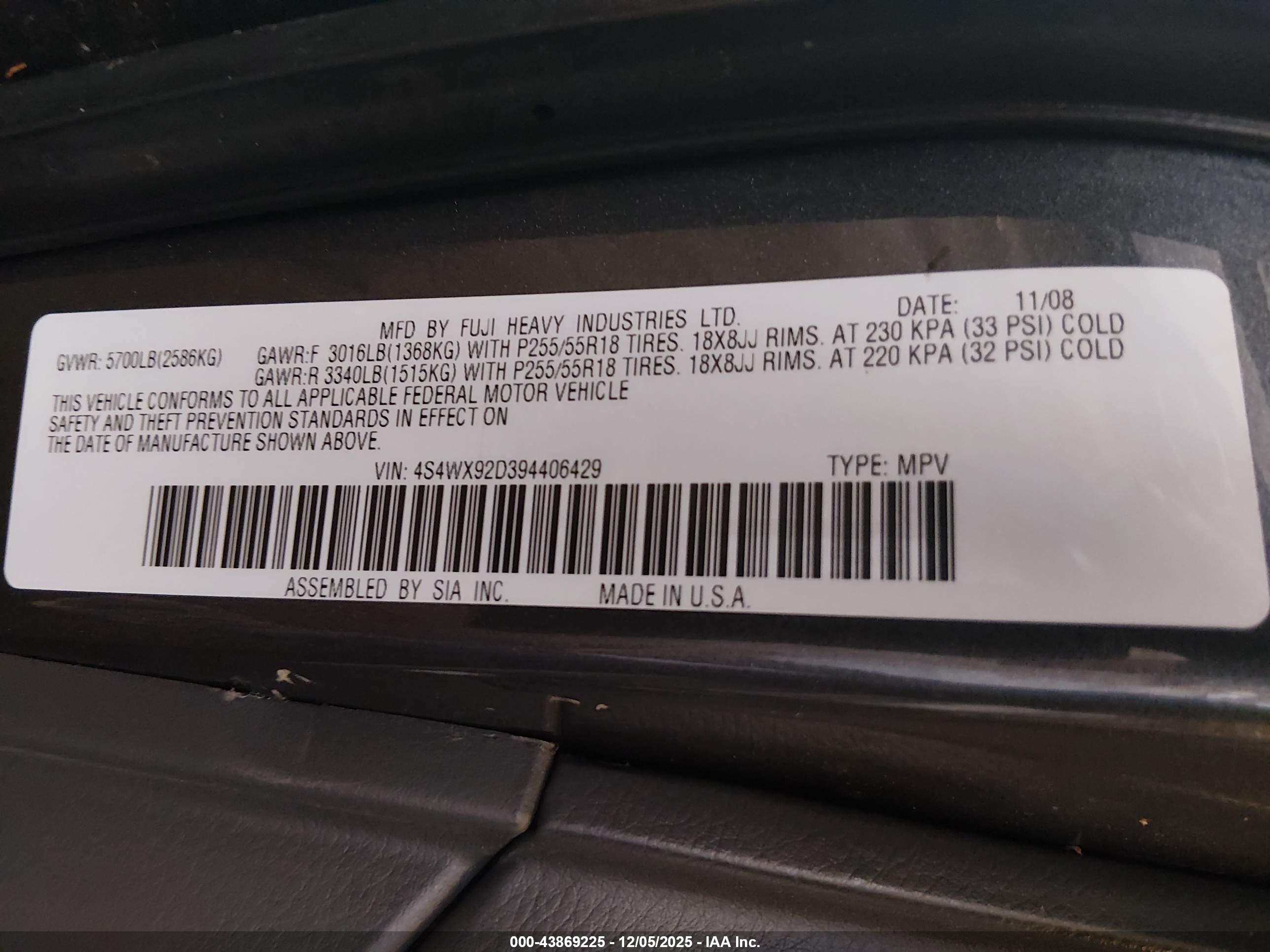 SUBARU TRIBECA image 9