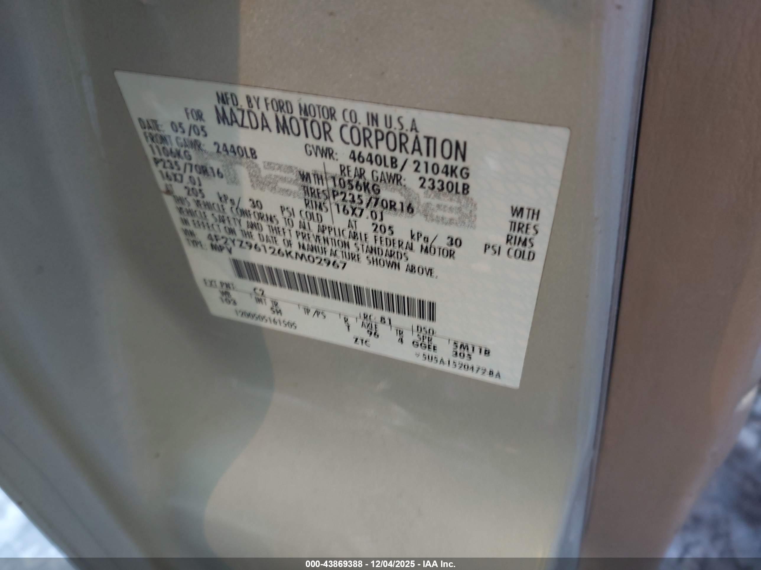 MAZDA TRIBUTE image 9