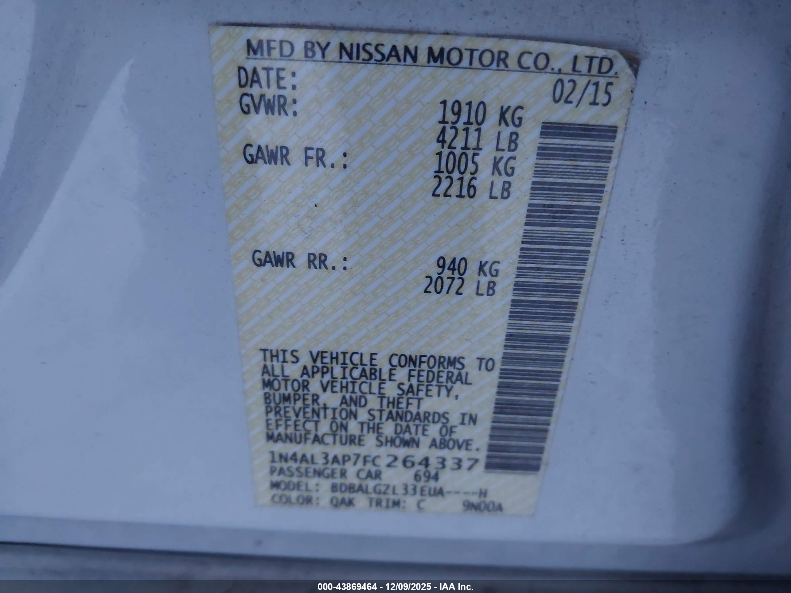 NISSAN ALTIMA image 9