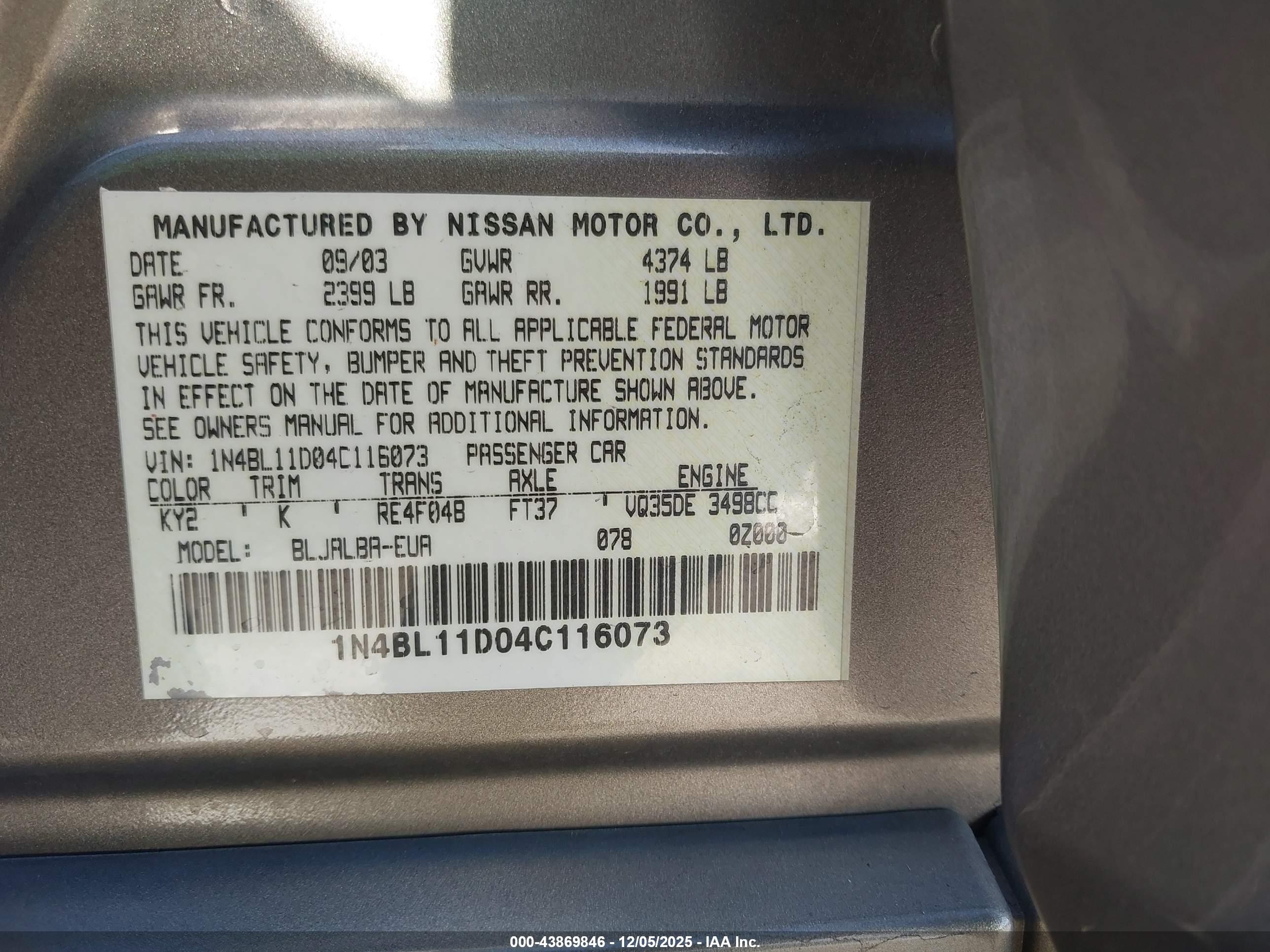 NISSAN ALTIMA image 9