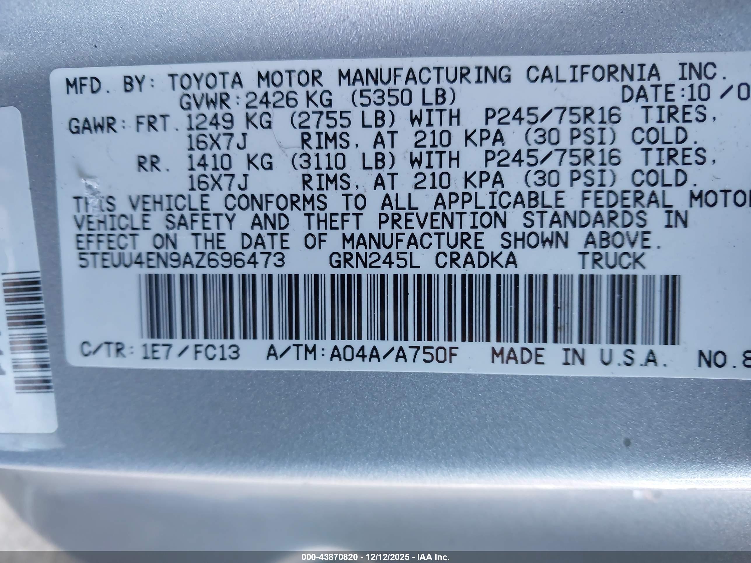 TOYOTA TACOMA image 9