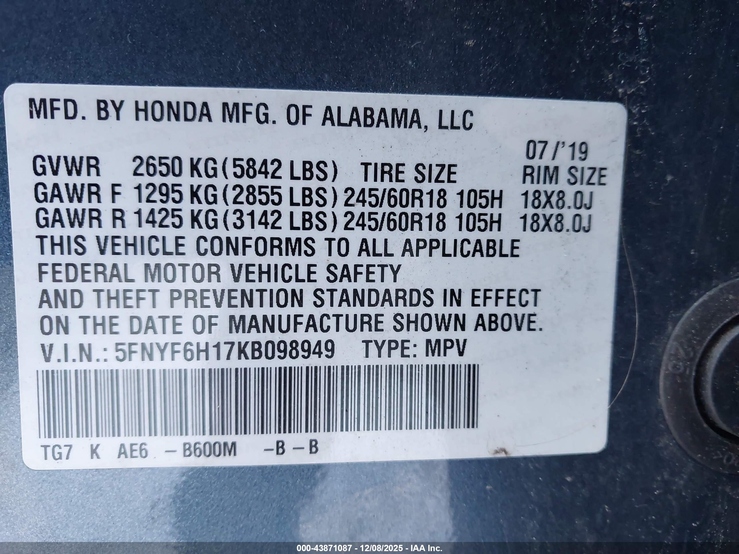 HONDA PILOT image 9