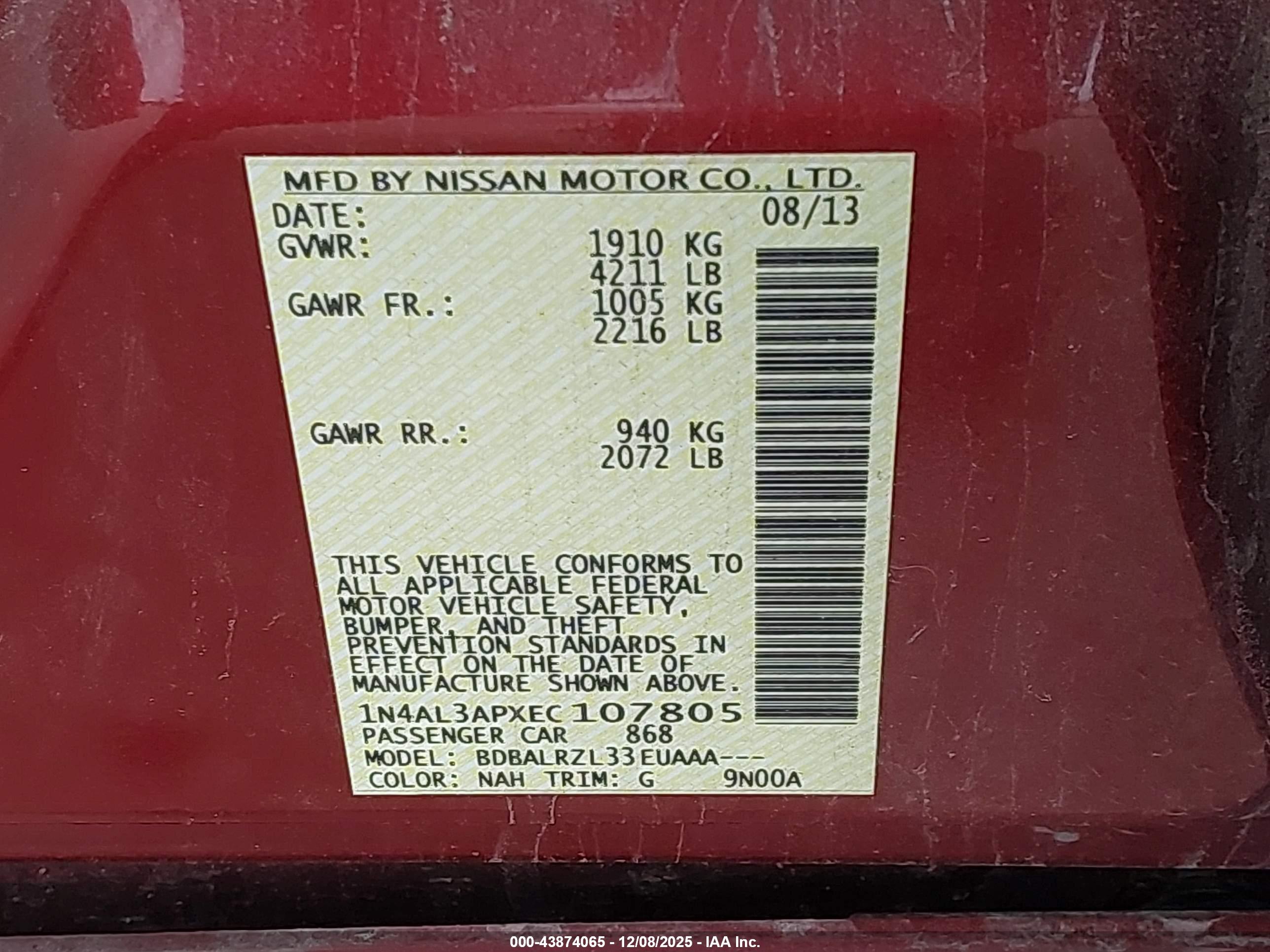 NISSAN ALTIMA image 9