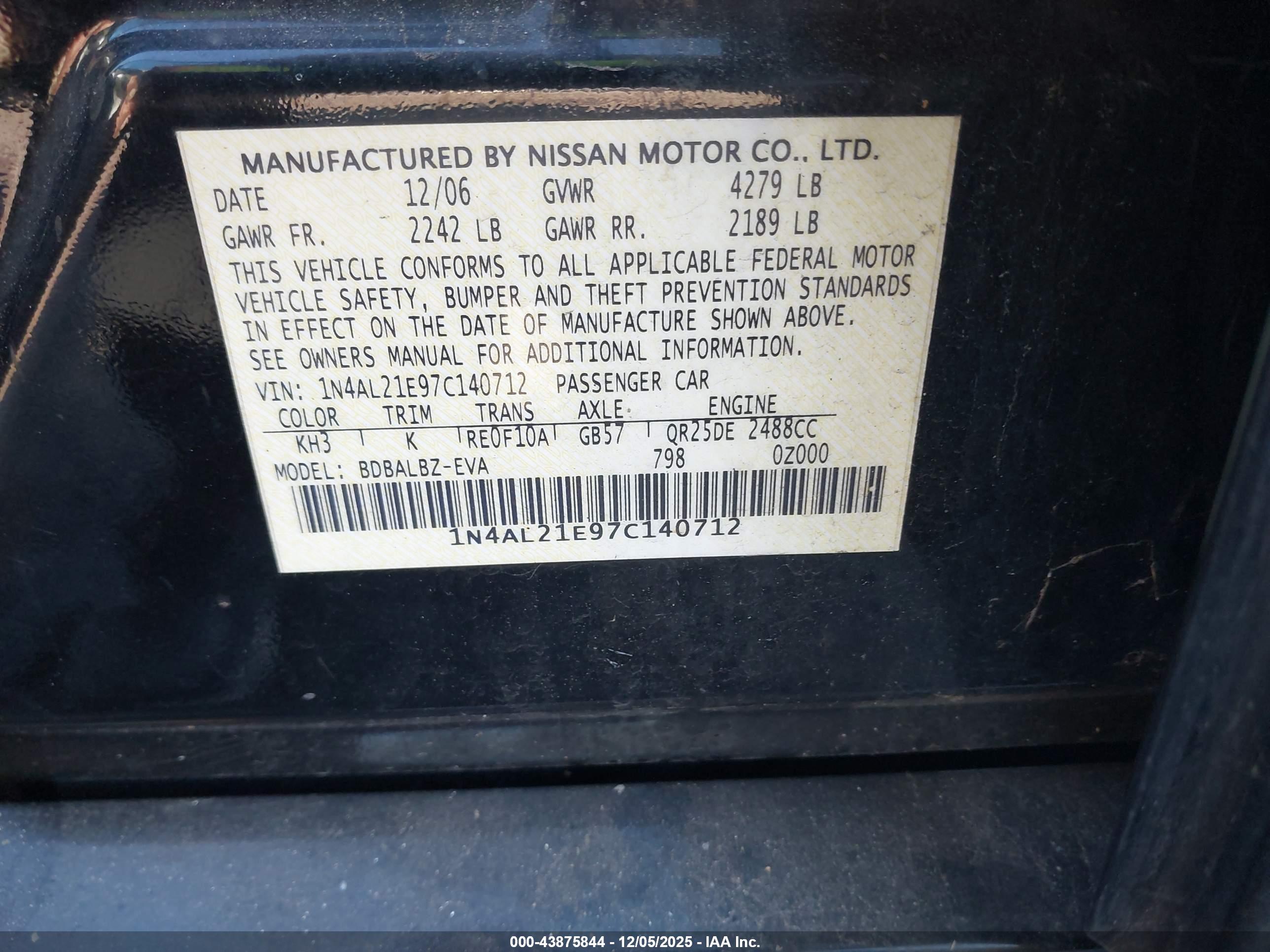 NISSAN ALTIMA image 9