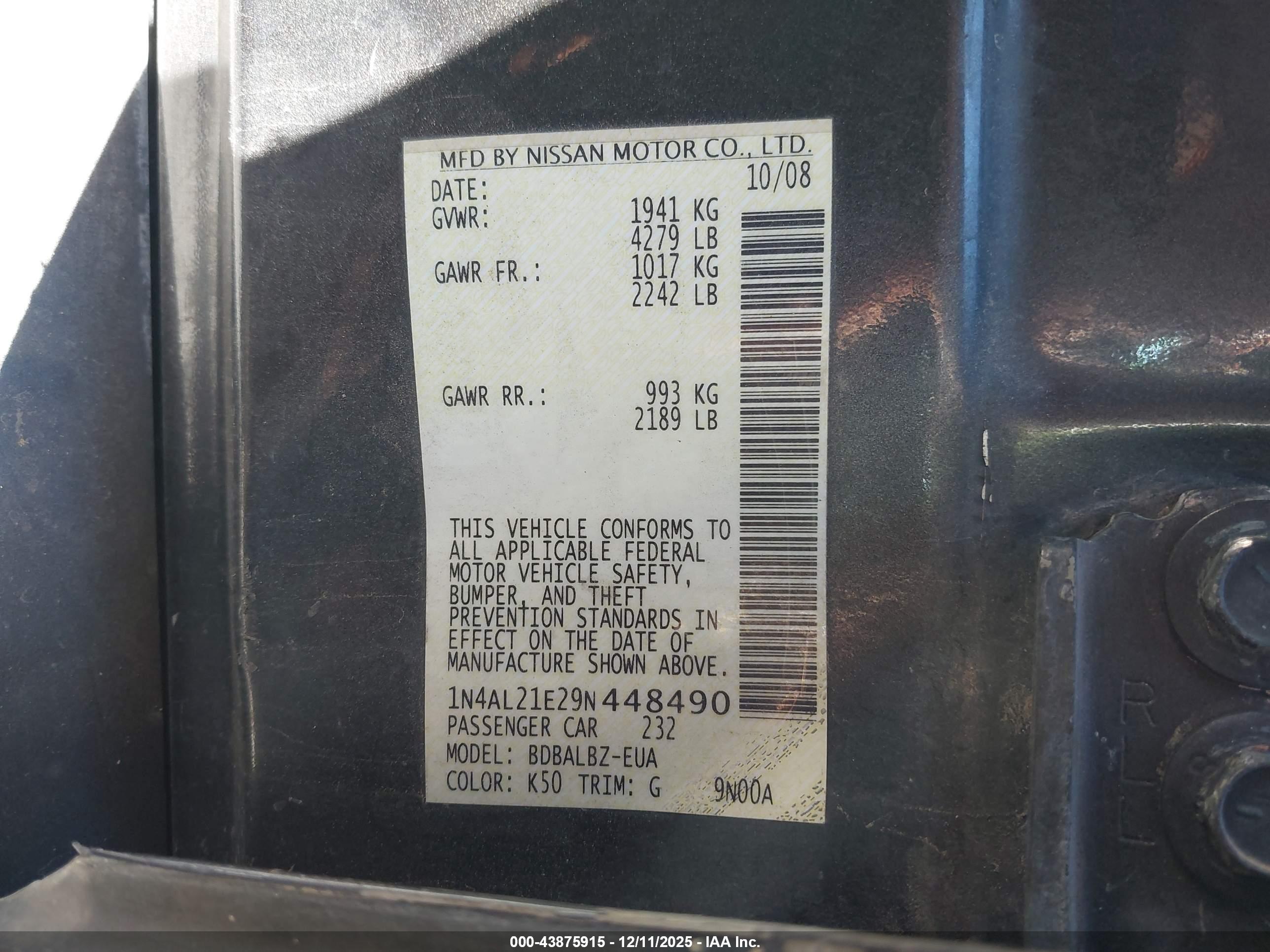 NISSAN ALTIMA image 9