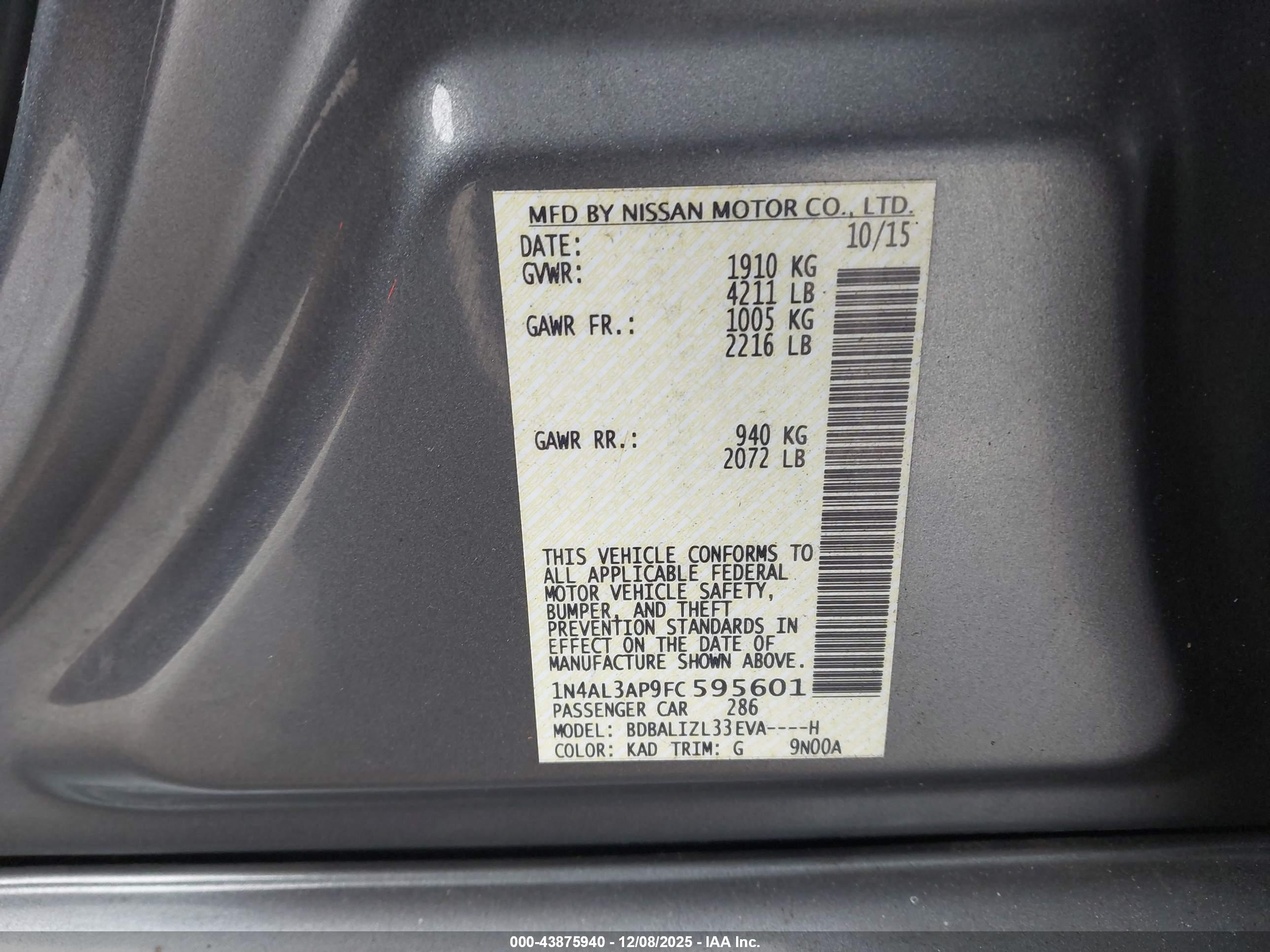 NISSAN ALTIMA image 9