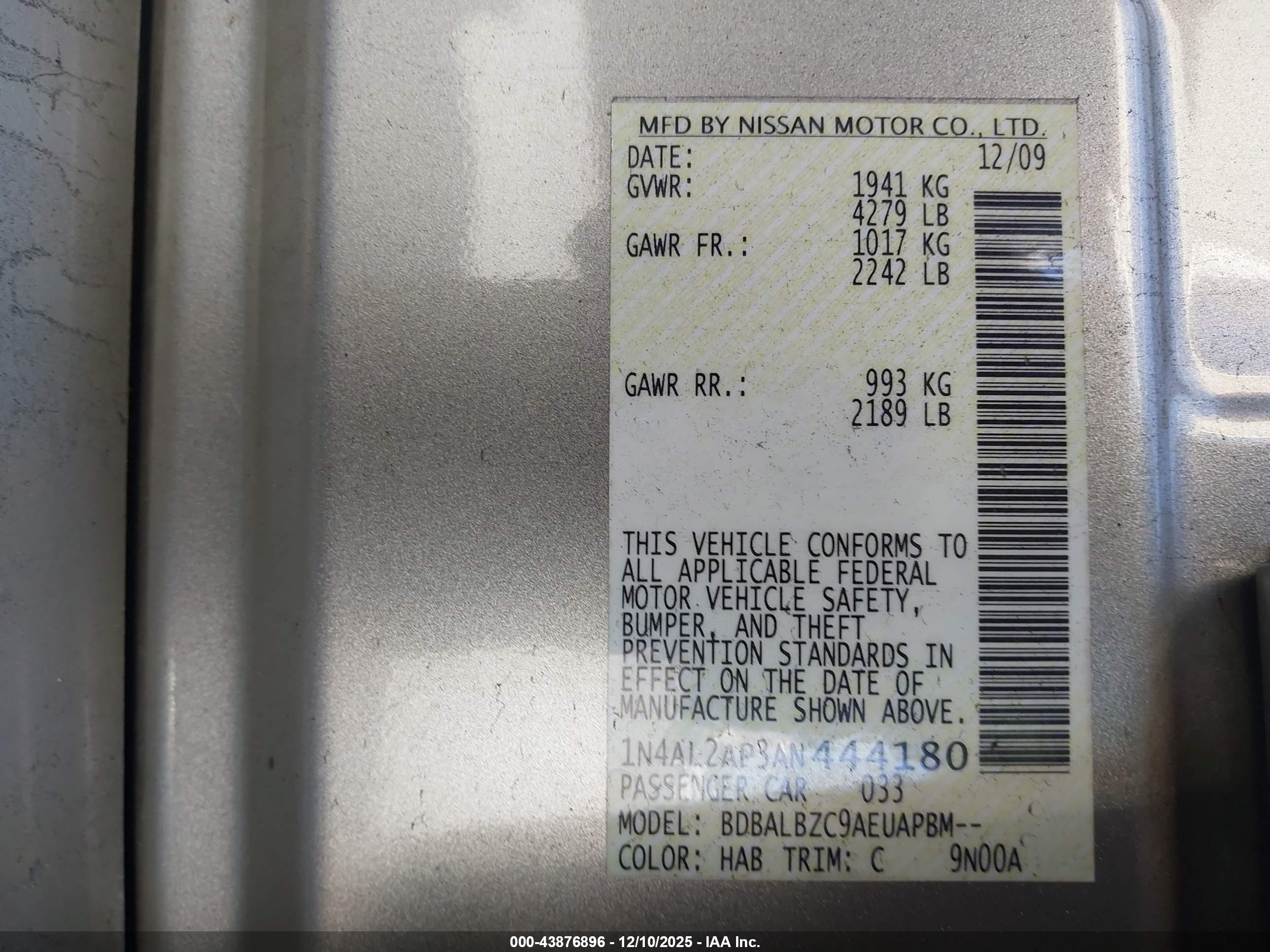 NISSAN ALTIMA image 9