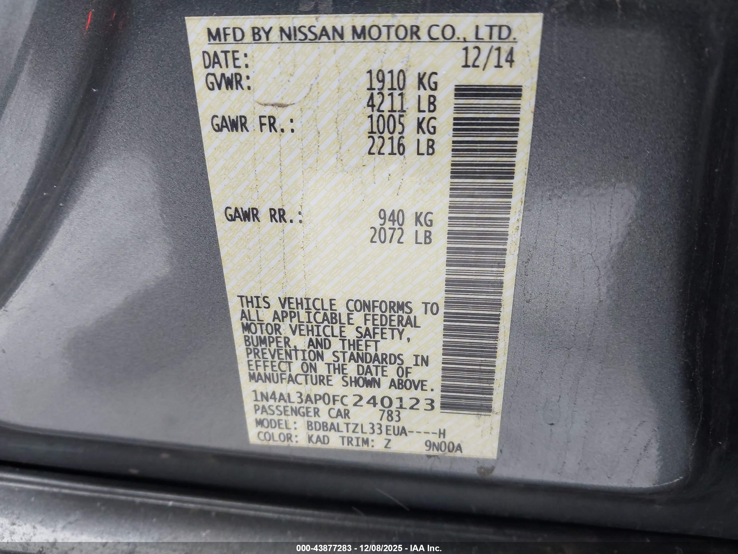 NISSAN ALTIMA image 9