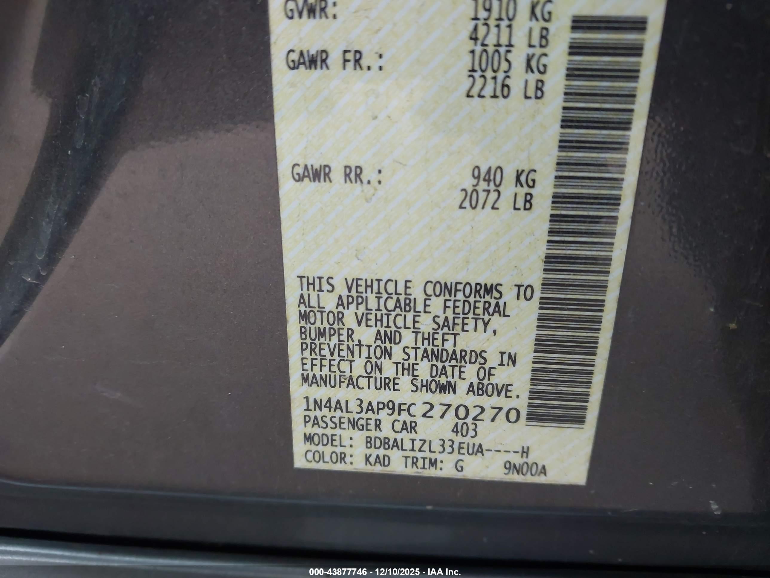 NISSAN ALTIMA image 9