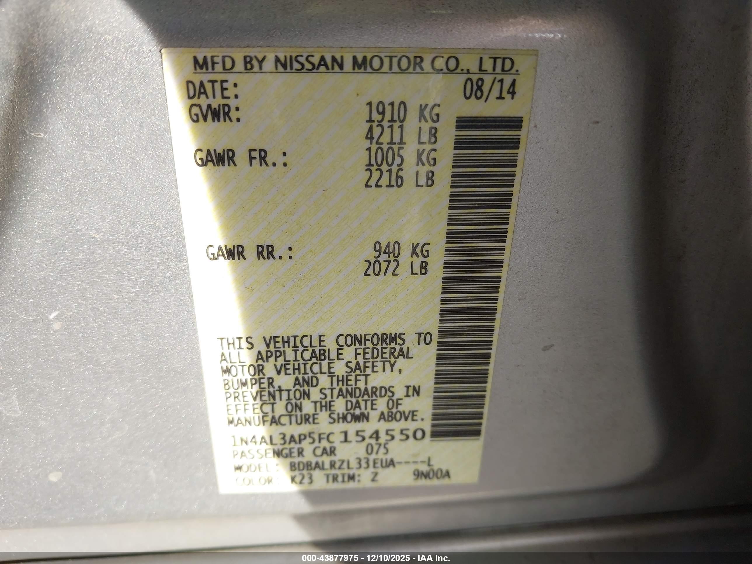 NISSAN ALTIMA image 9