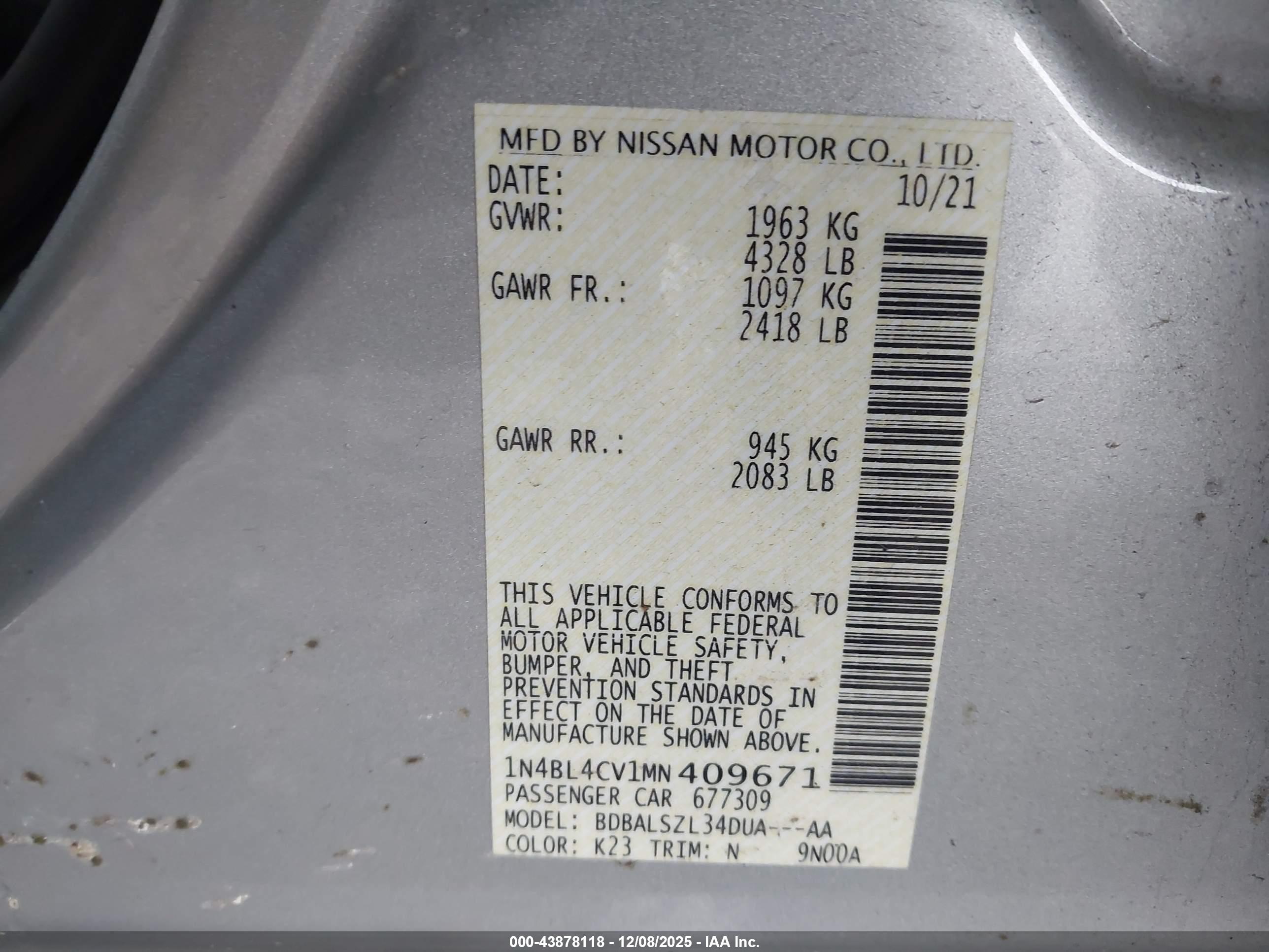 NISSAN ALTIMA image 9