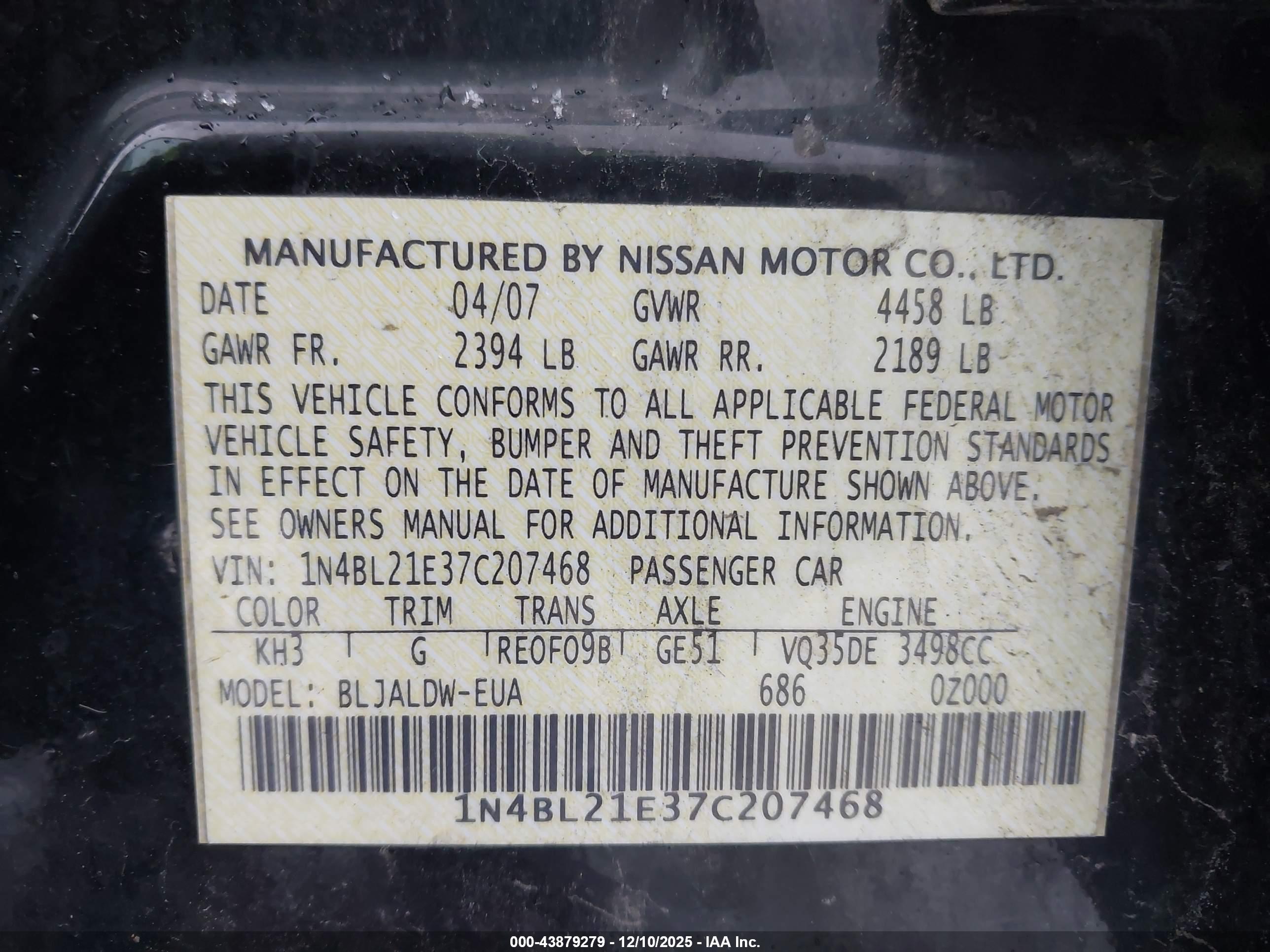 NISSAN ALTIMA image 9