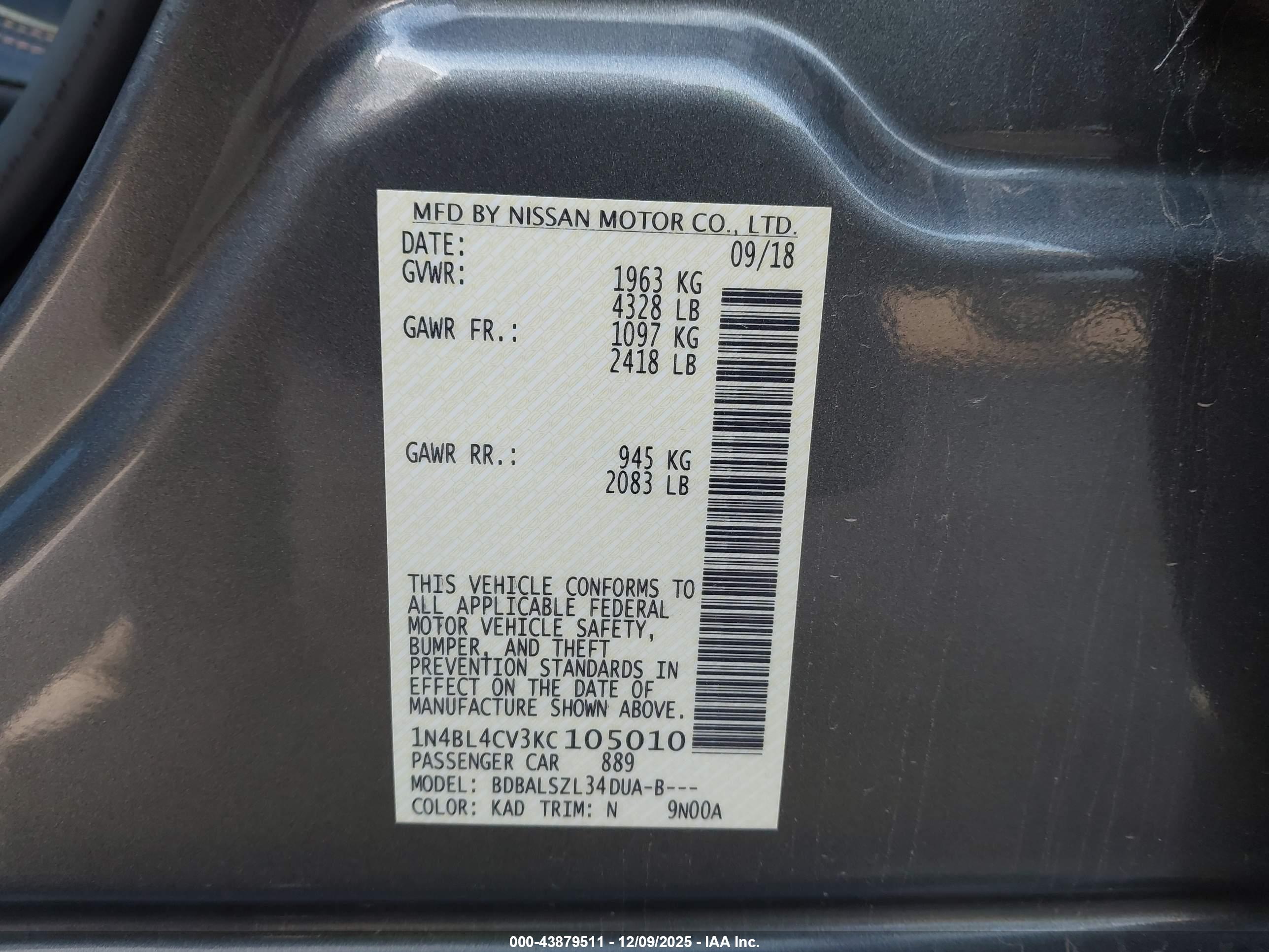 NISSAN ALTIMA image 9
