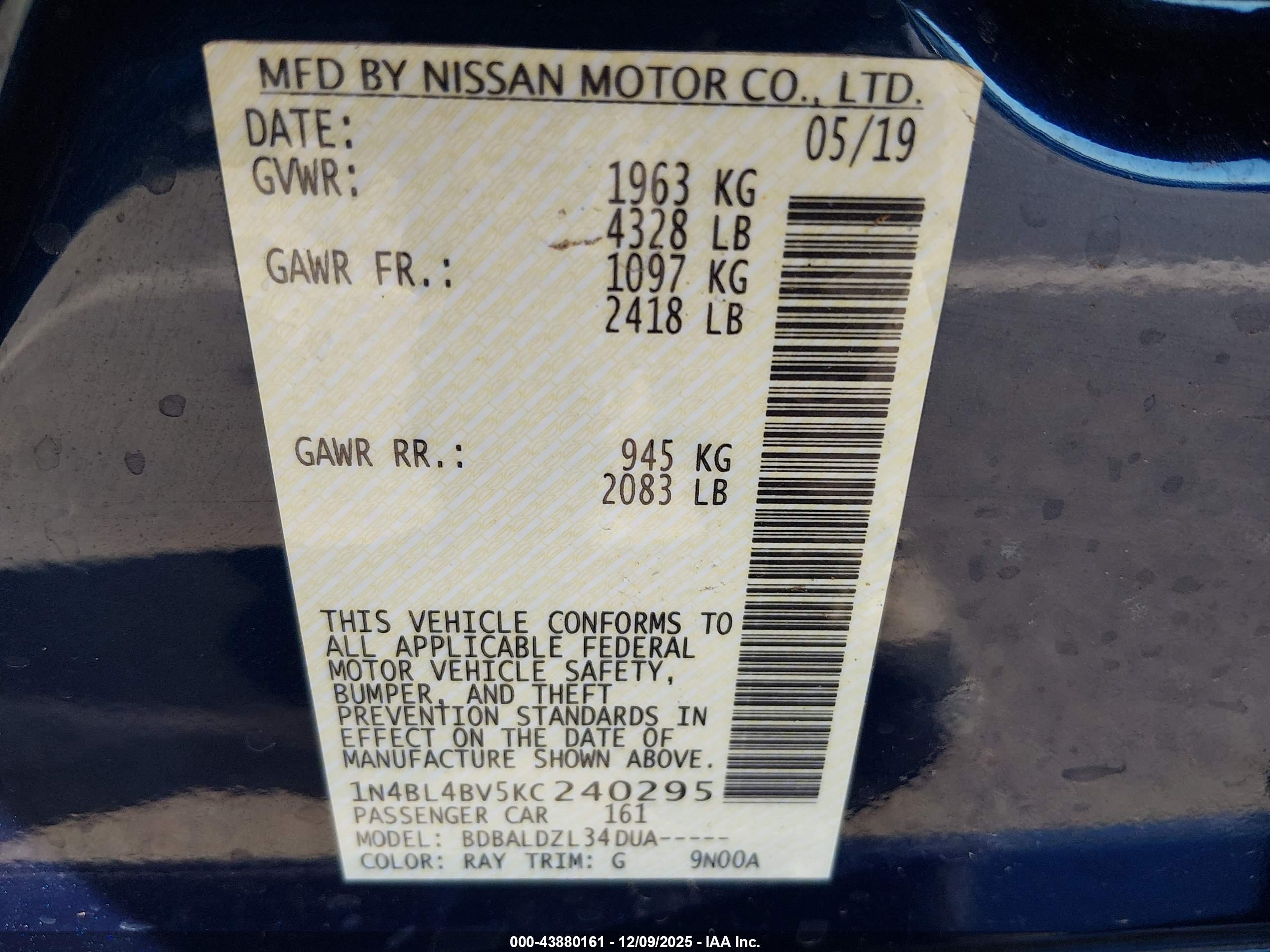 NISSAN ALTIMA image 9