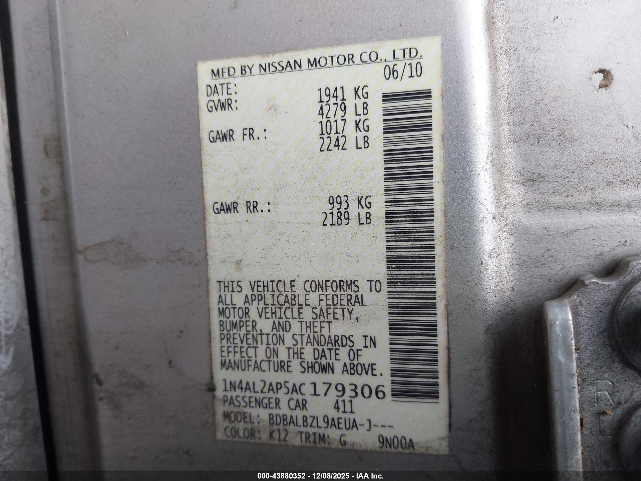NISSAN ALTIMA image 9