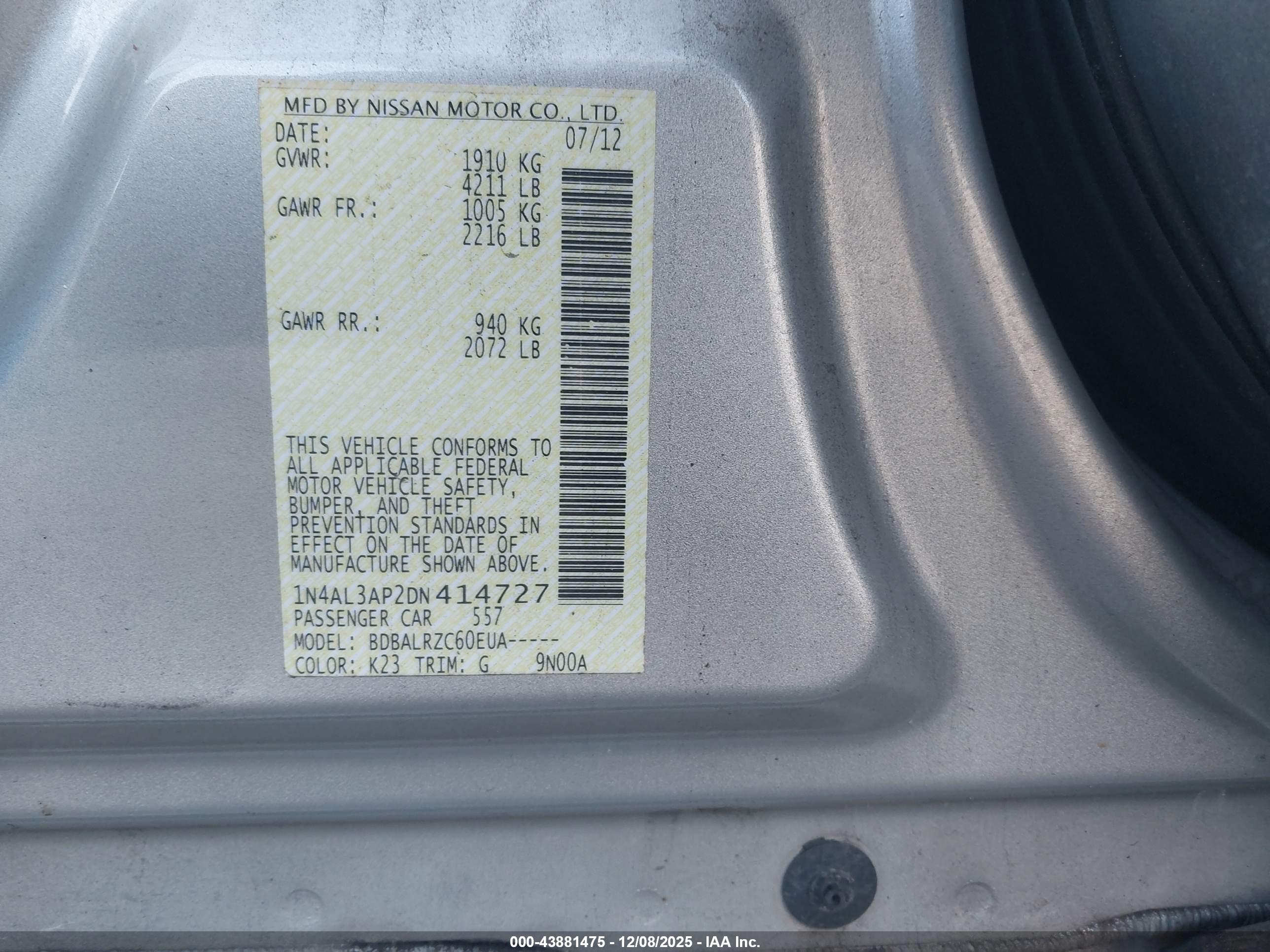 NISSAN ALTIMA image 9