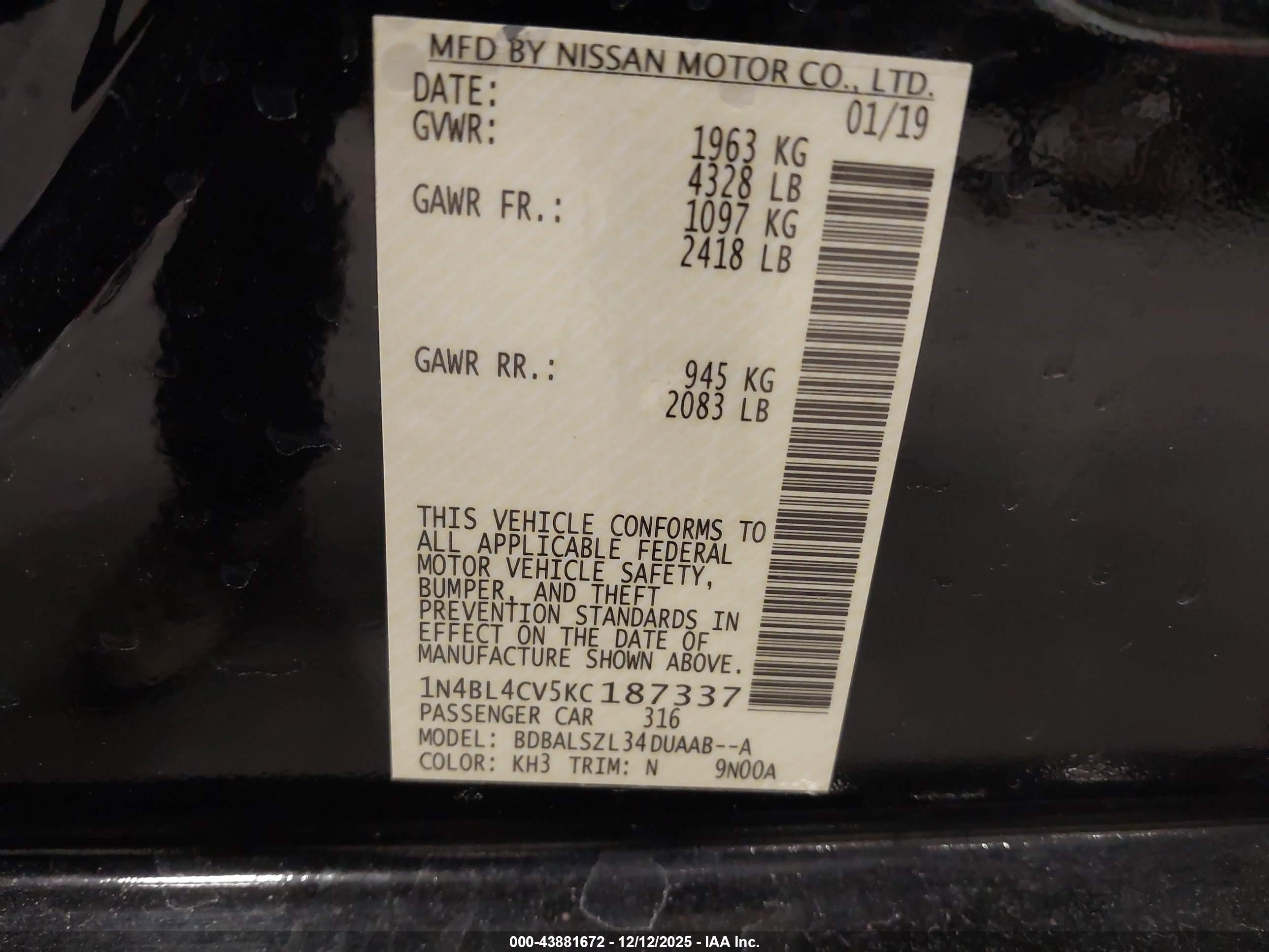 NISSAN ALTIMA image 9