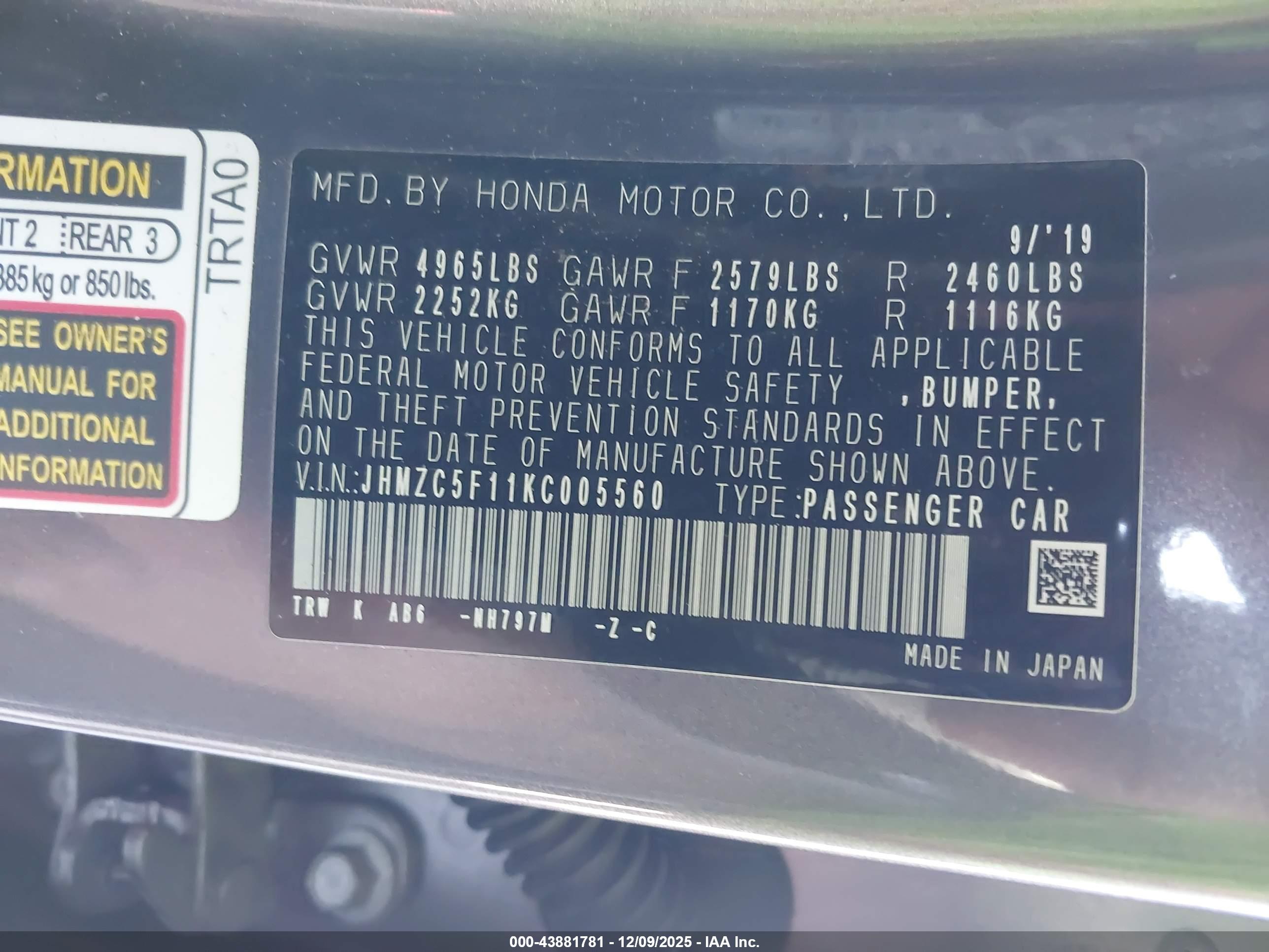 HONDA CLARITY image 9