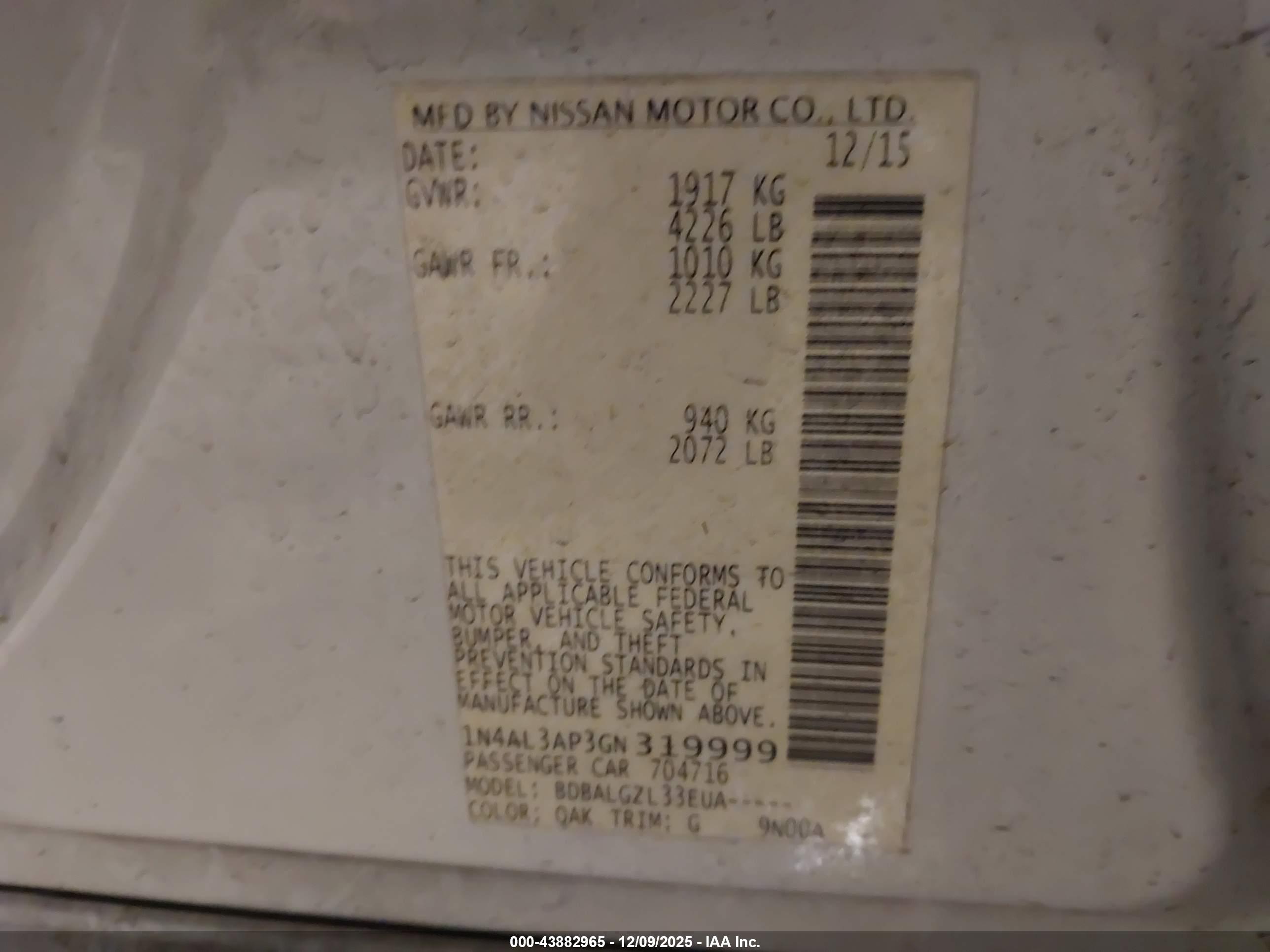NISSAN ALTIMA image 9