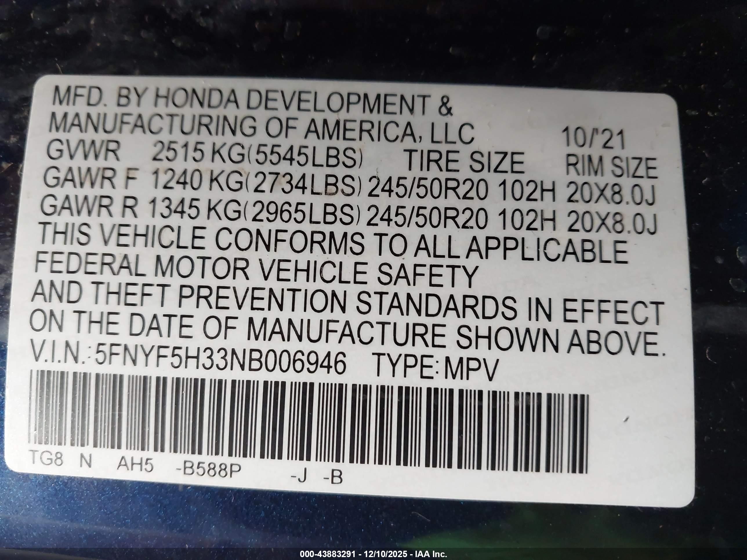 HONDA PILOT image 9